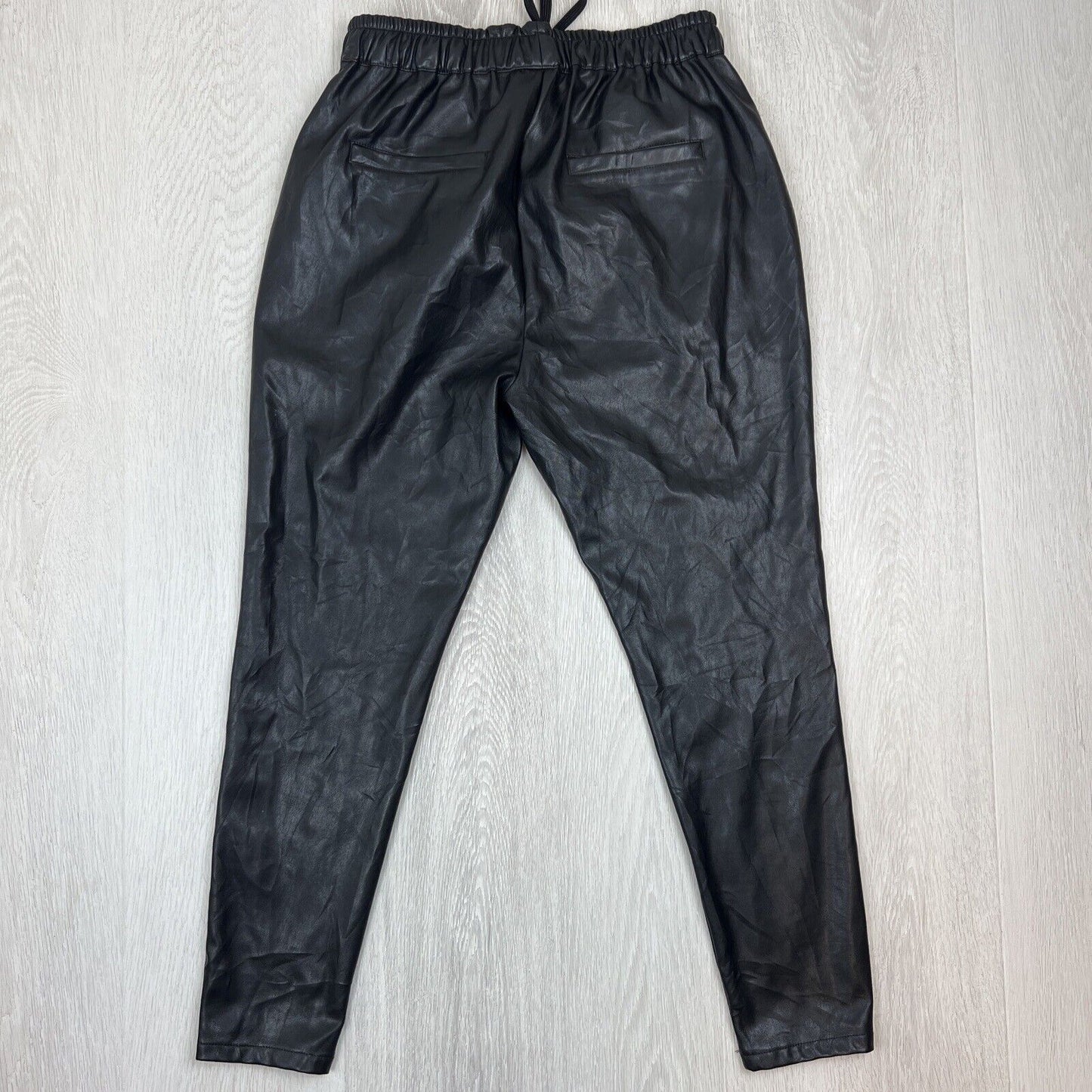 Decjuba D-Luxe Womens Black Faux Leather Jogger Pants Size Small