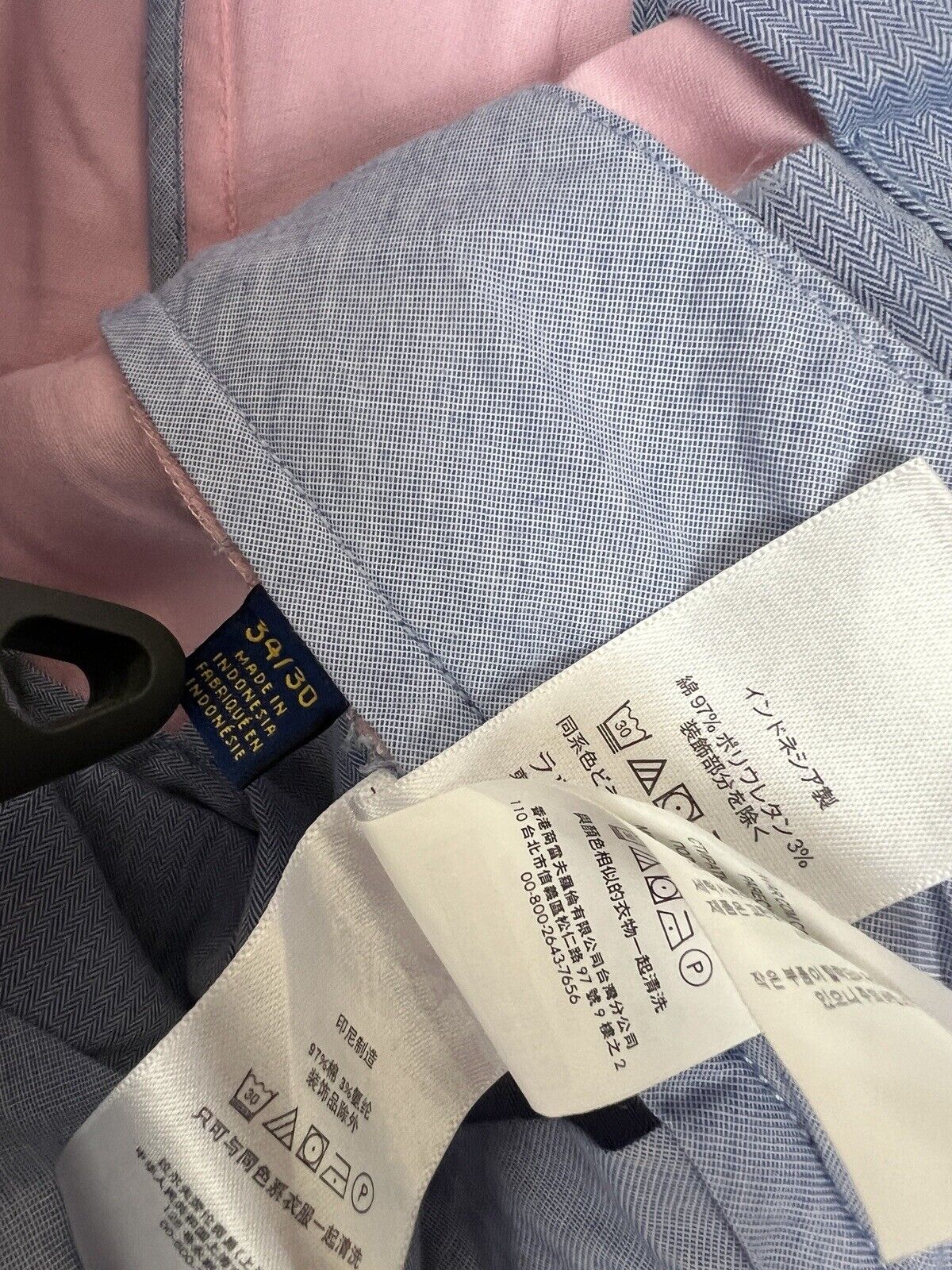 Polo Ralph Lauren Mens Classic Fit Stretch Pink Chinos Size 34/30