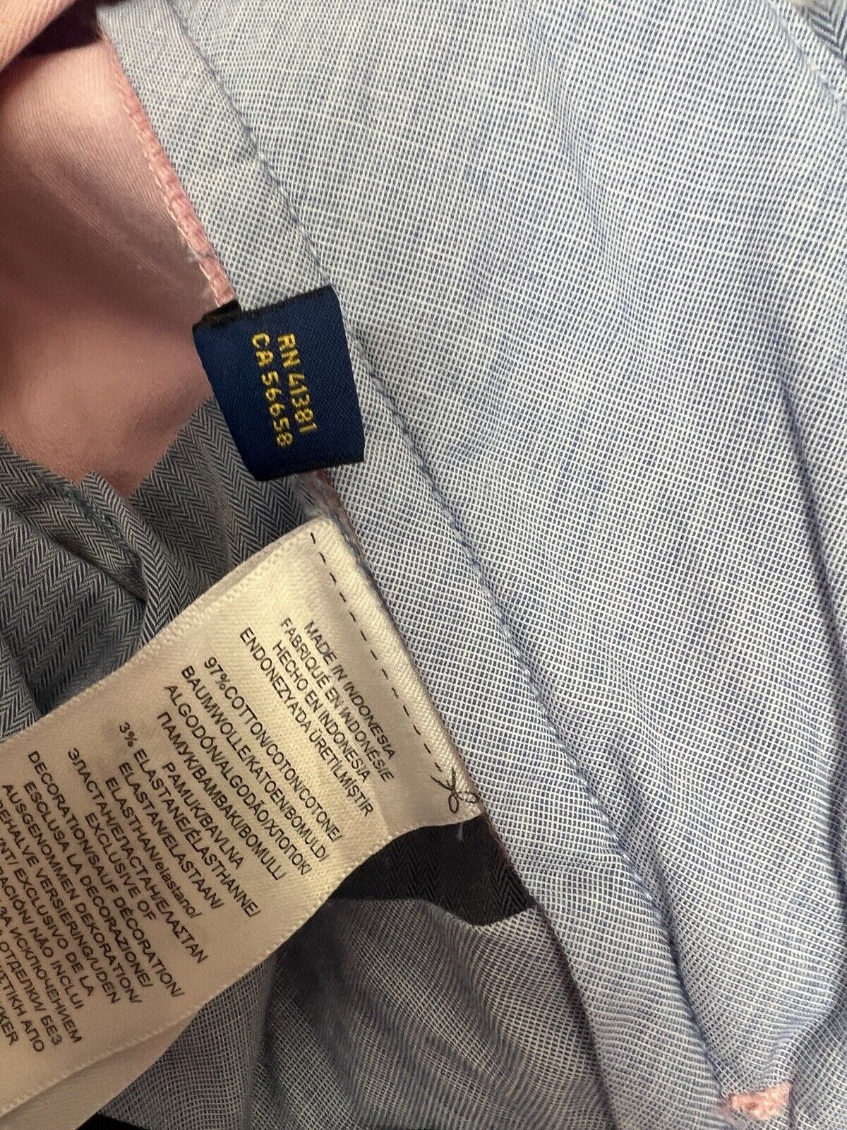 Polo Ralph Lauren Mens Classic Fit Stretch Pink Chinos Size 34/30