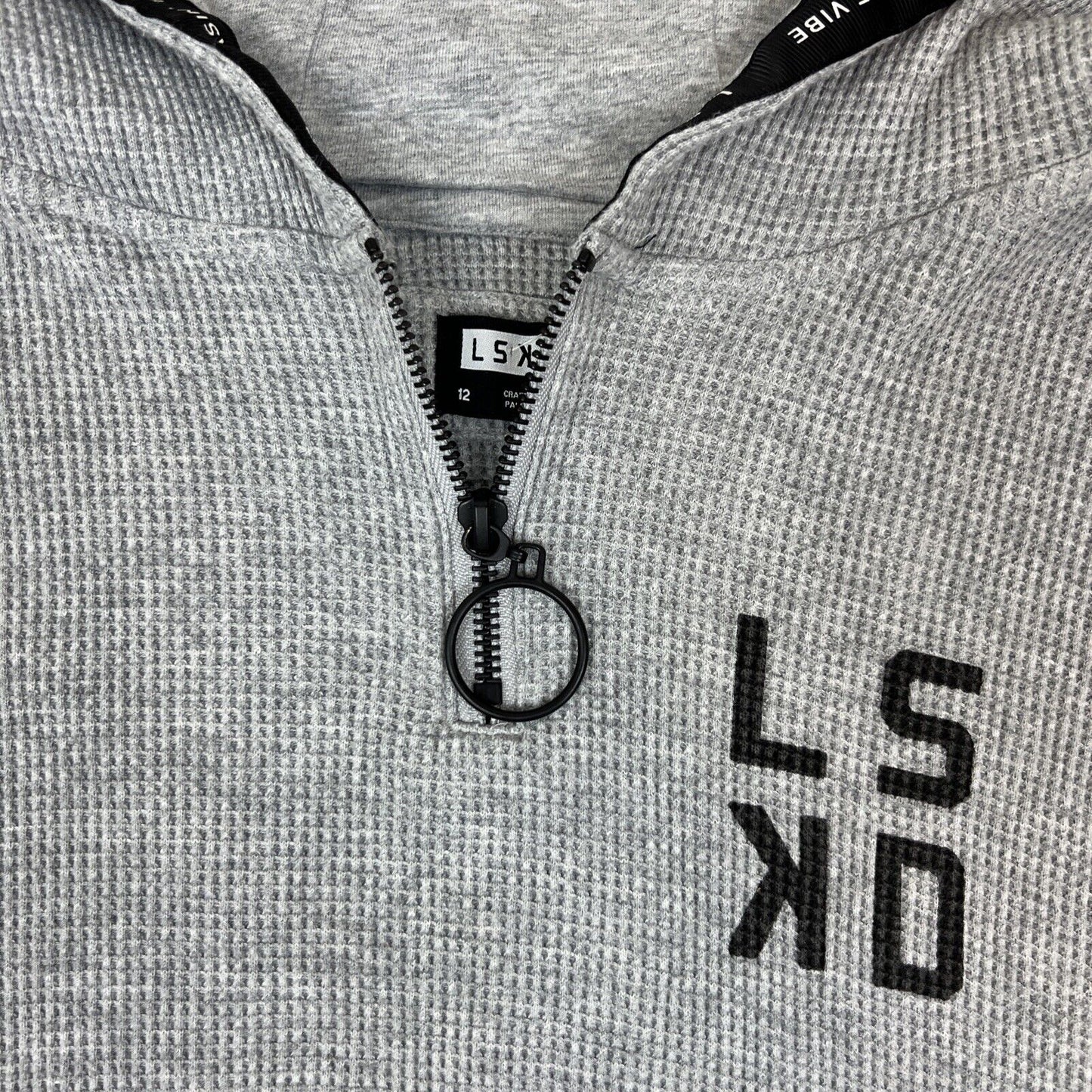 LSKD Womens Cropped Waffle Texture 1/4 Zip Hoodie Size 12