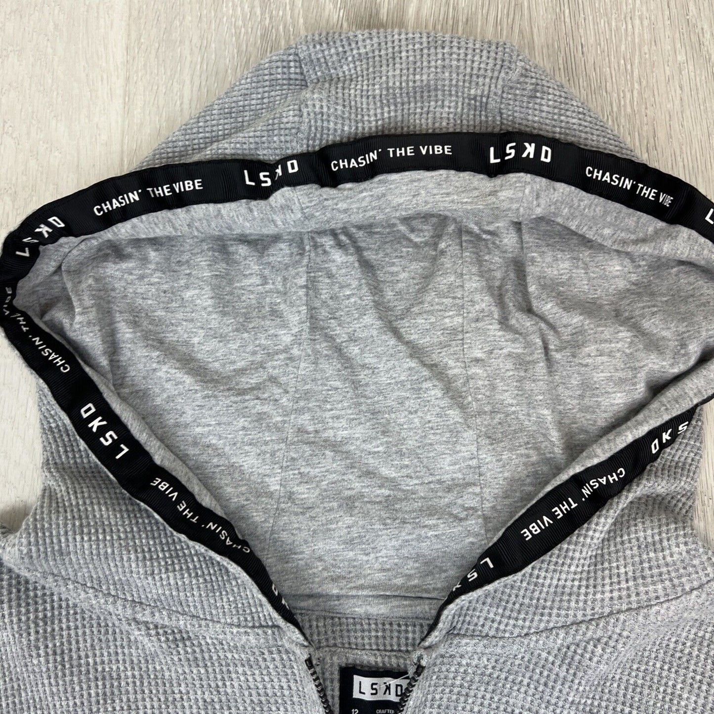 LSKD Womens Cropped Waffle Texture 1/4 Zip Hoodie Size 12