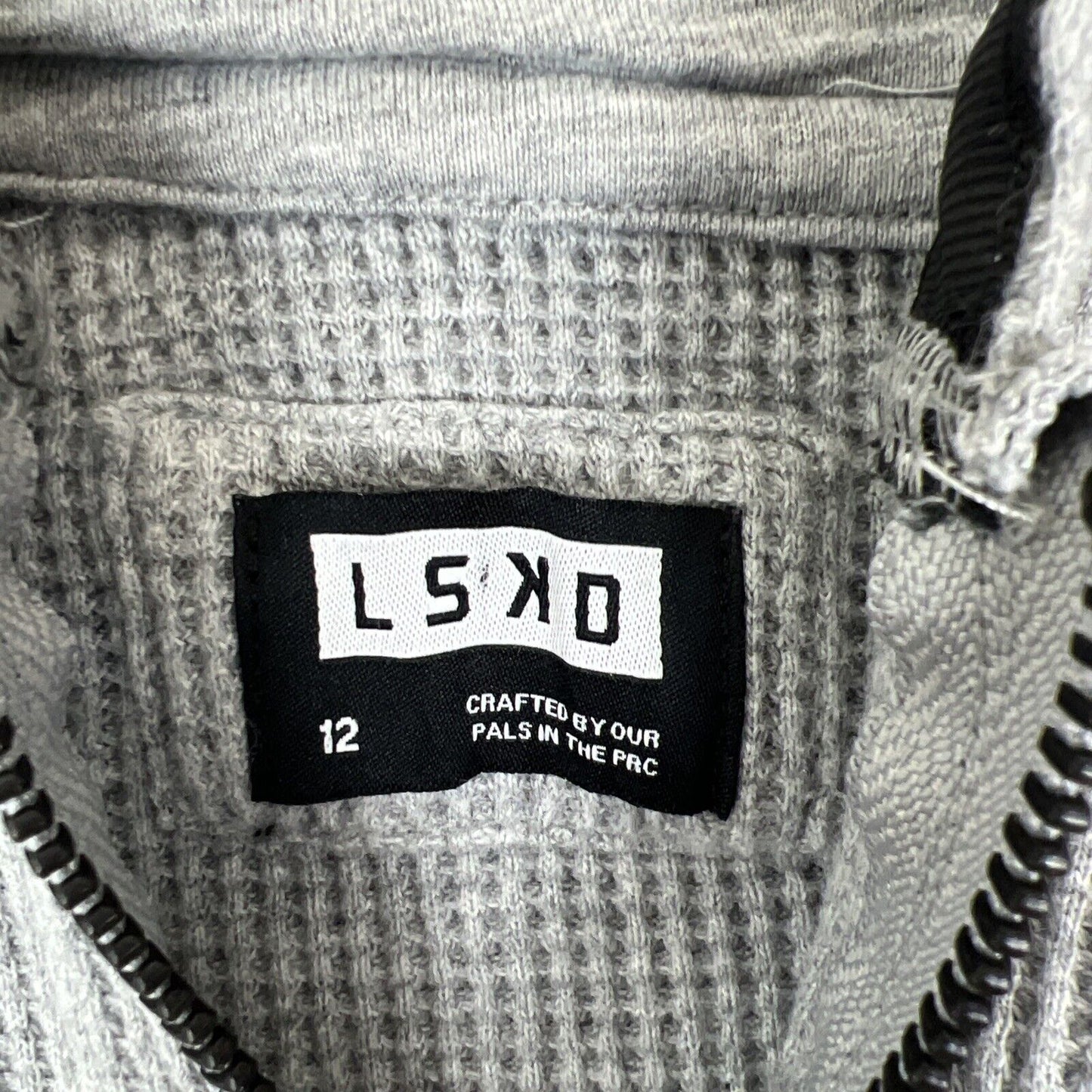 LSKD Womens Cropped Waffle Texture 1/4 Zip Hoodie Size 12