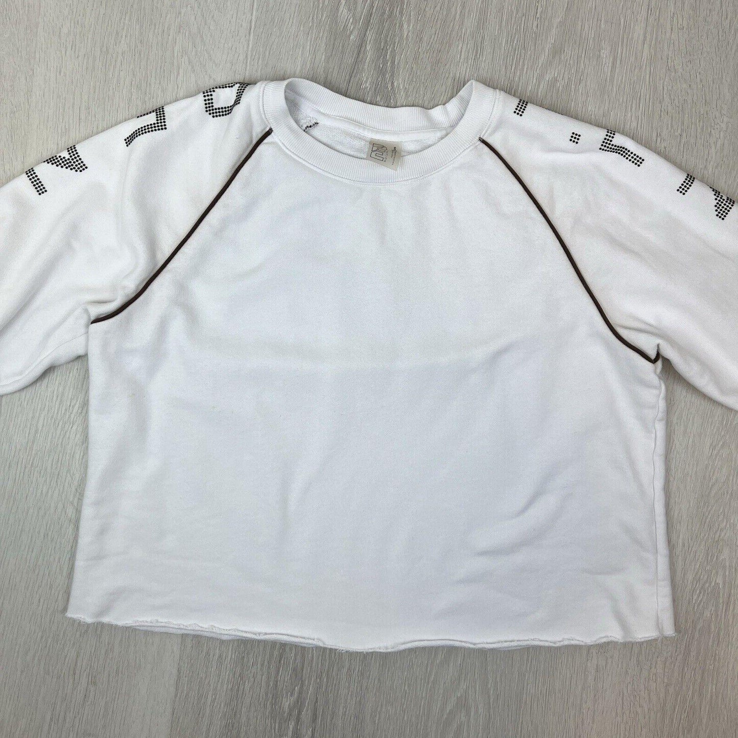 P.E Nation Womens White Cropped Pullover Sweatshirt Jumper Size Small