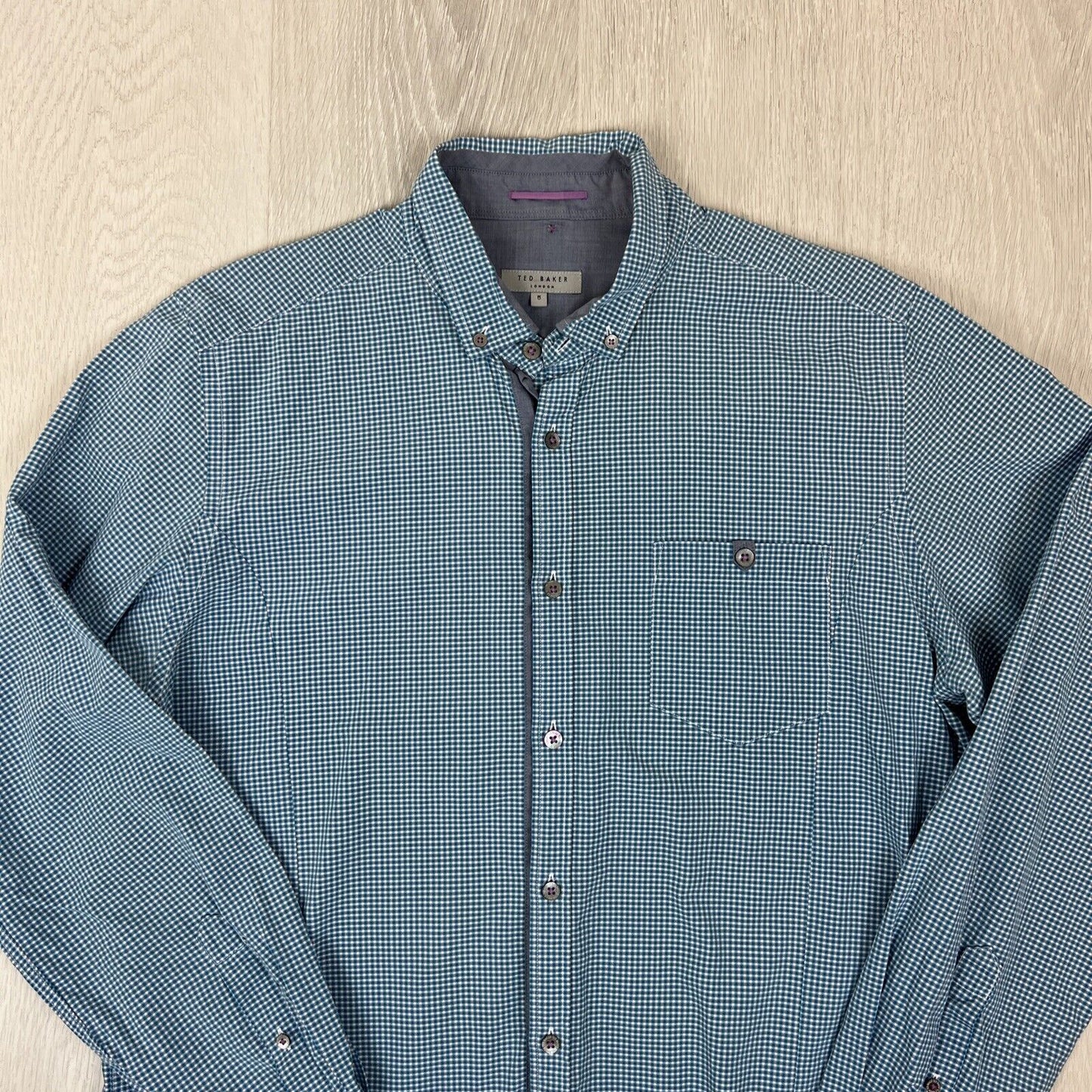 Ted Baker Mens Blu Long Sleeve Button Up Shirt Size 5