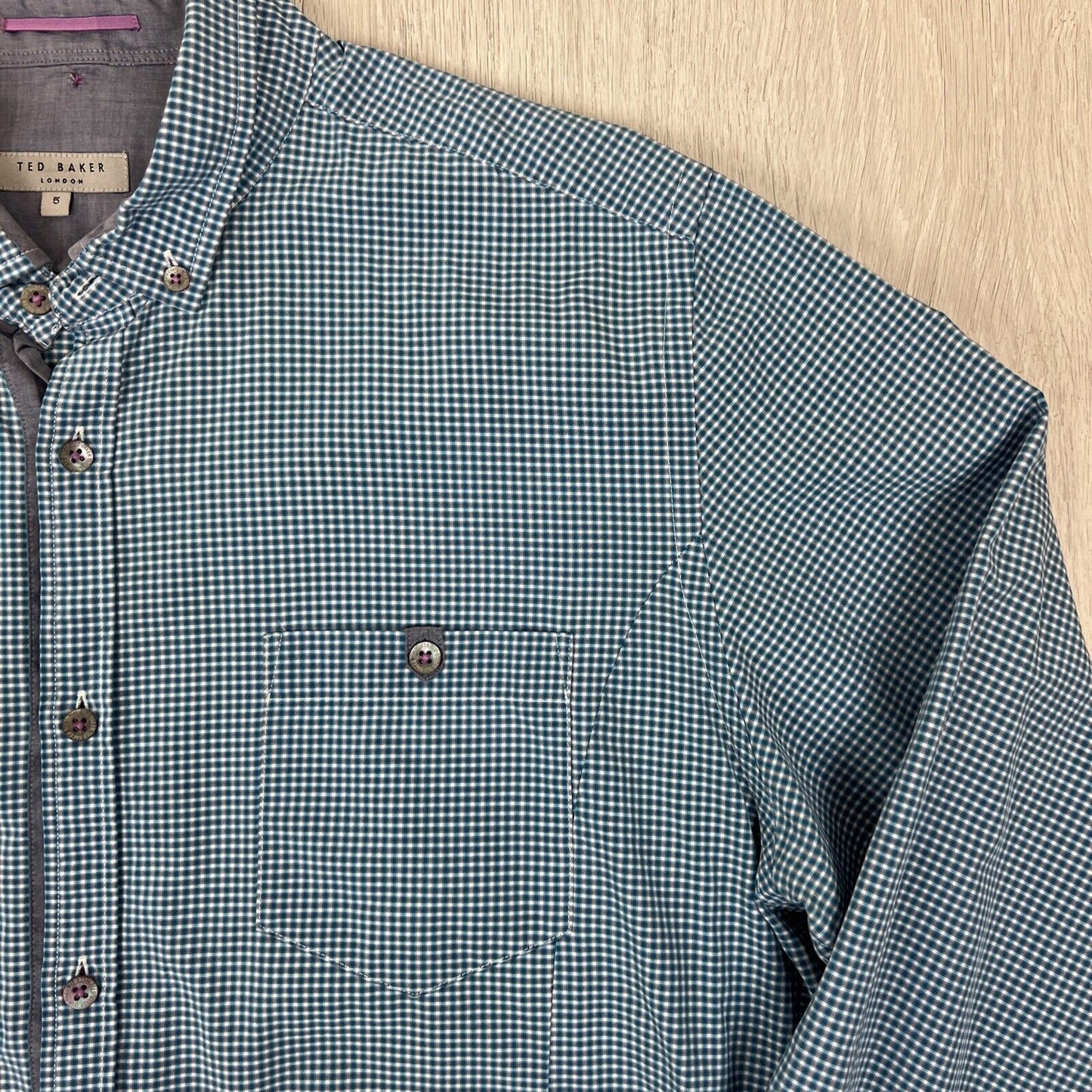 Ted Baker Mens Blu Long Sleeve Button Up Shirt Size 5