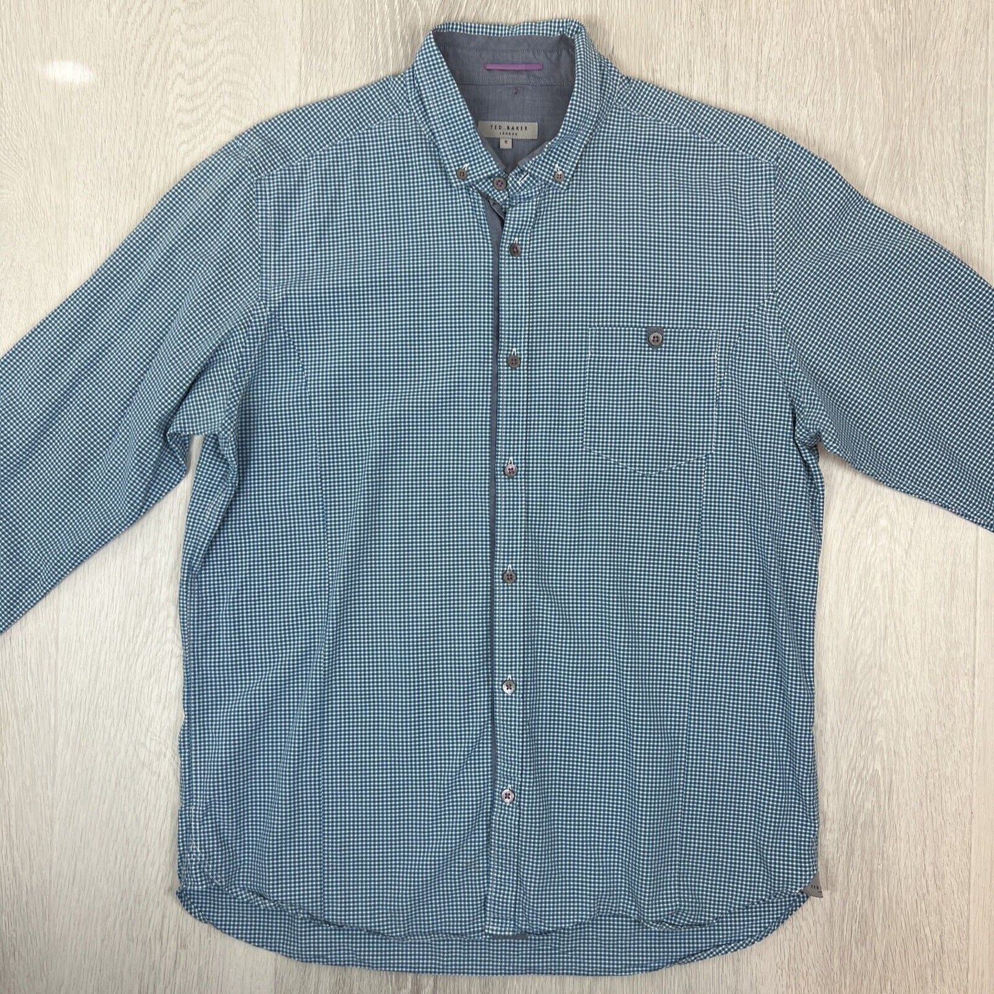 Ted Baker Mens Blu Long Sleeve Button Up Shirt Size 5