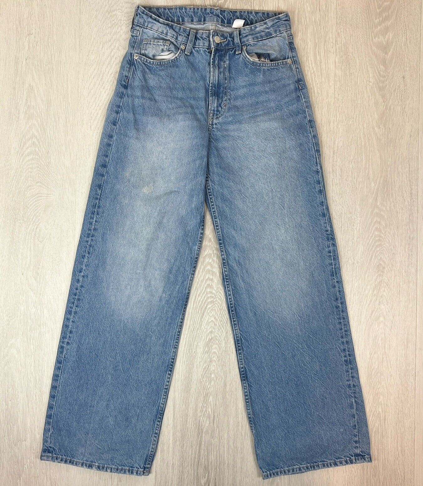 H&M &Denim Womens Baggy Wide Loose Fit Jeans Size 2 US