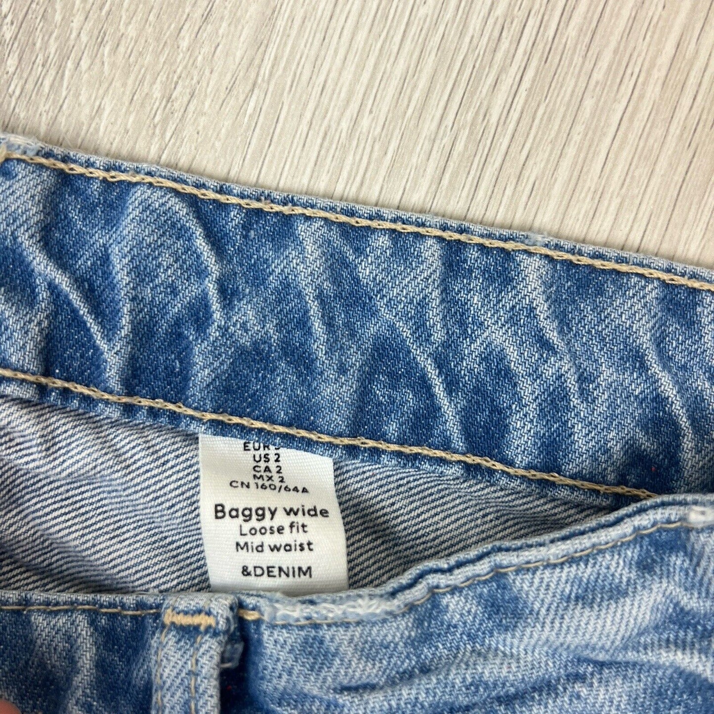 H&M &Denim Womens Baggy Wide Loose Fit Jeans Size 2 US