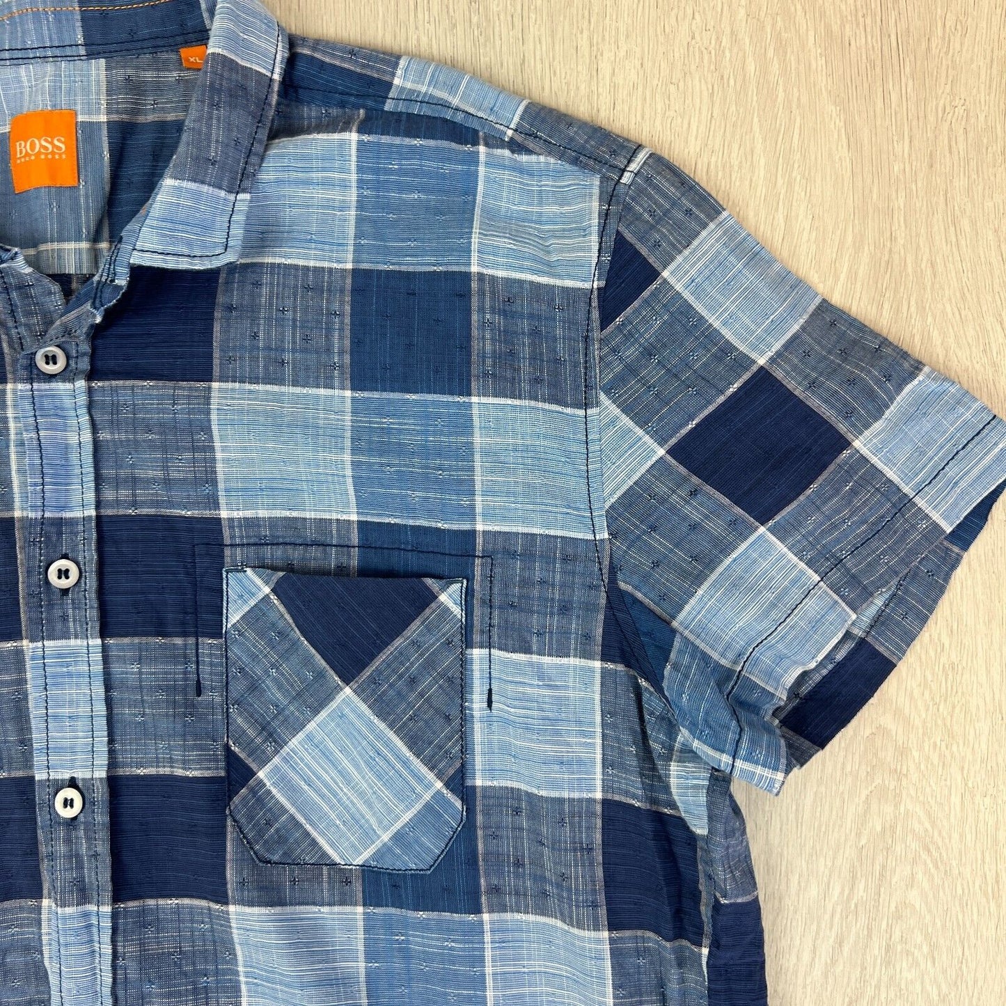 Hugo Boss Mens Short Sleeve Slim Fit Button Up Shirt Size XL