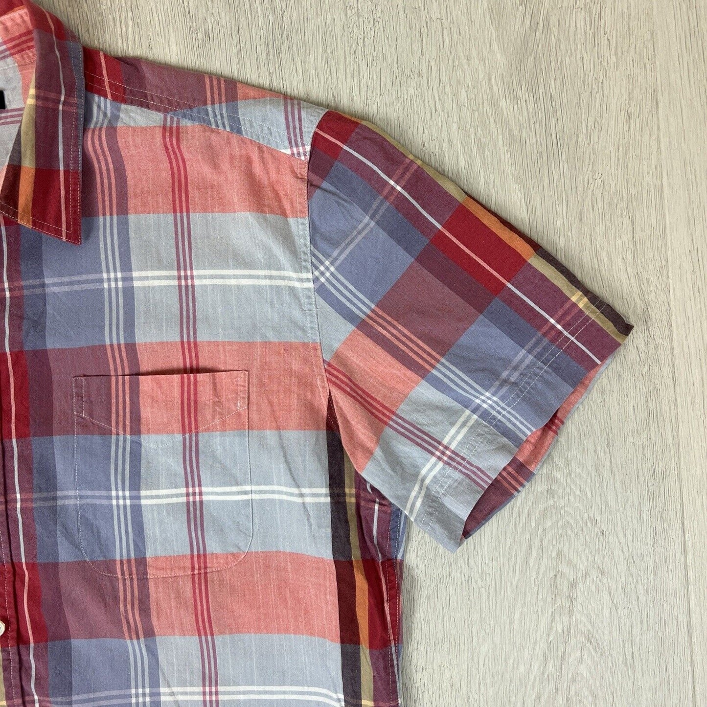 SABA Mens Short Sleeve Button Up Shirt Plaid Pattern Size XL