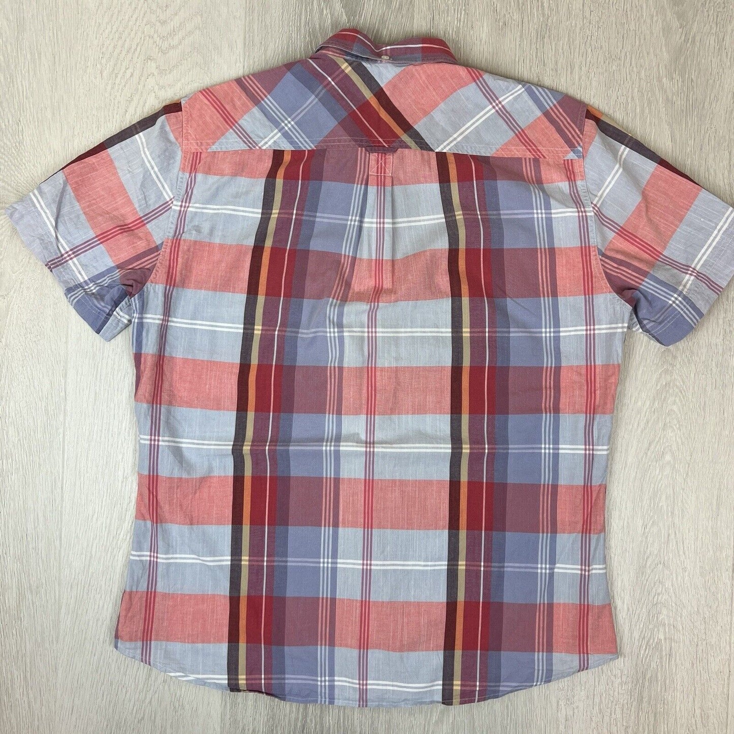 SABA Mens Short Sleeve Button Up Shirt Plaid Pattern Size XL