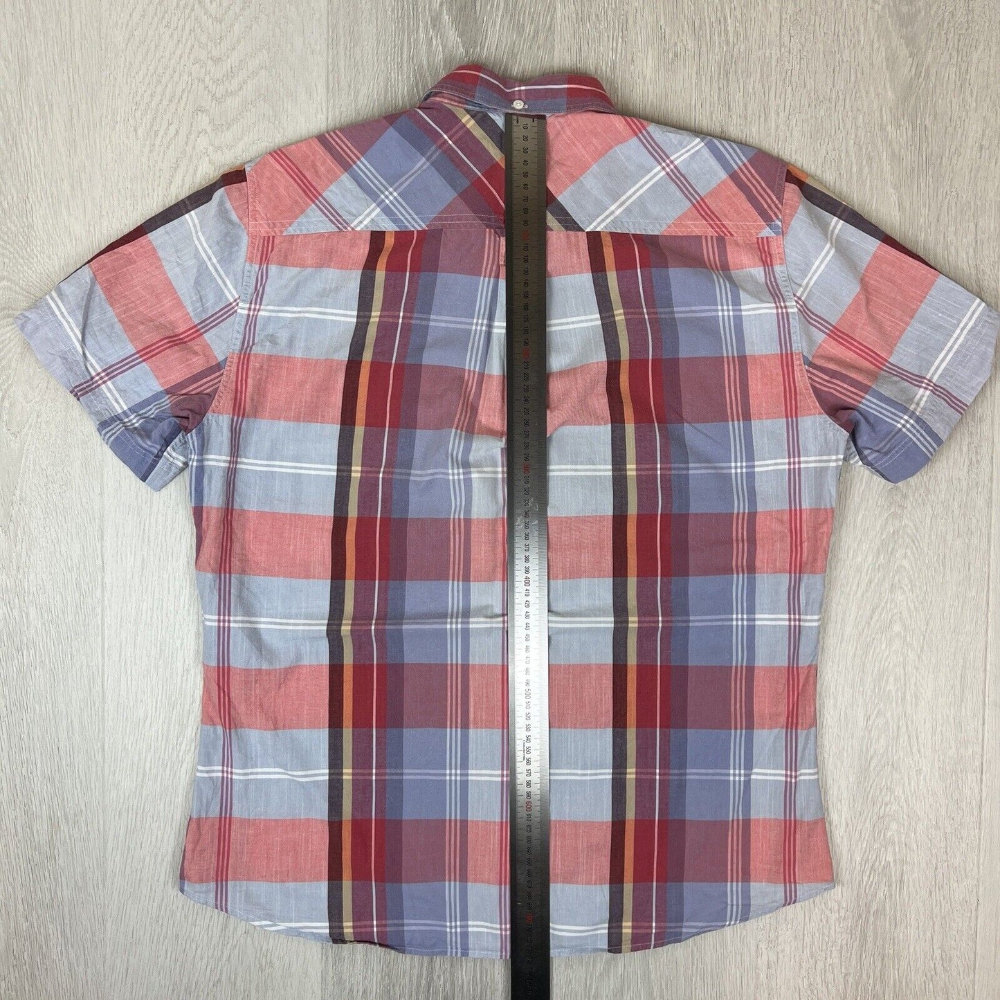 SABA Mens Short Sleeve Button Up Shirt Plaid Pattern Size XL