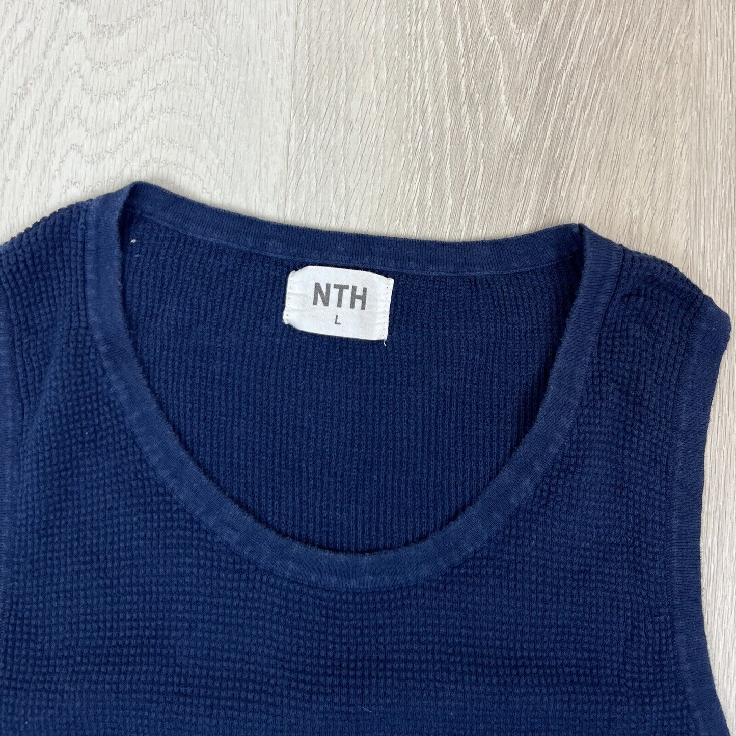 NTH Mens Navy Waffle Knit Singlet Tank Top Size Large