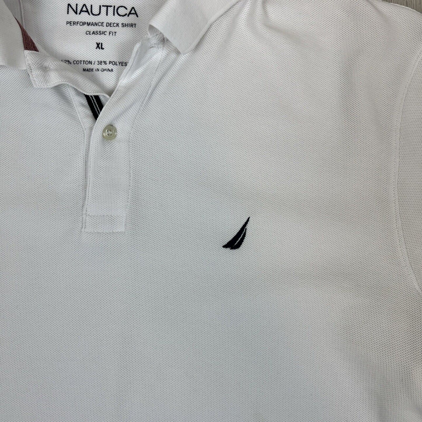 Nautica Mens White Polo Shirt Deck Shirt Classic Fit Size XL