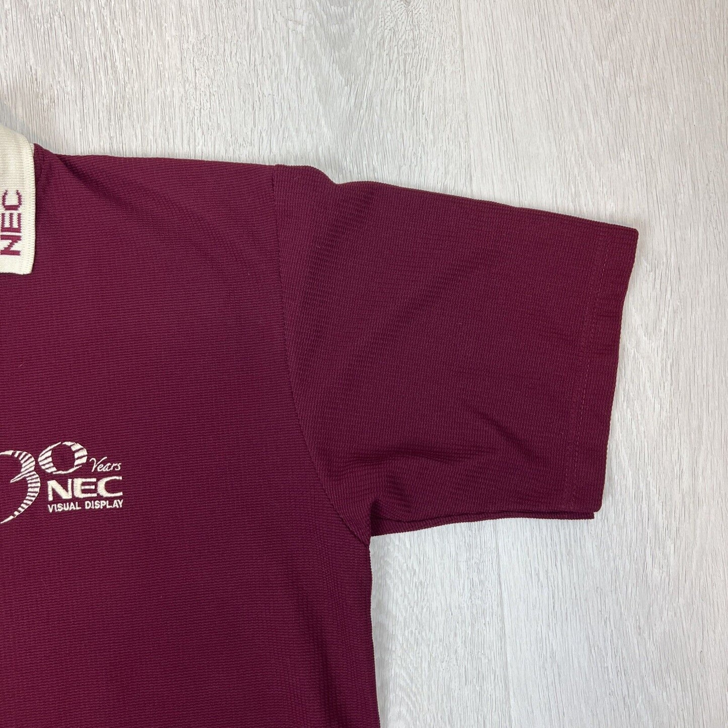 Vintage Mens NEC Visual Display 30 Years Maroon Polo Shirt Size XL approx