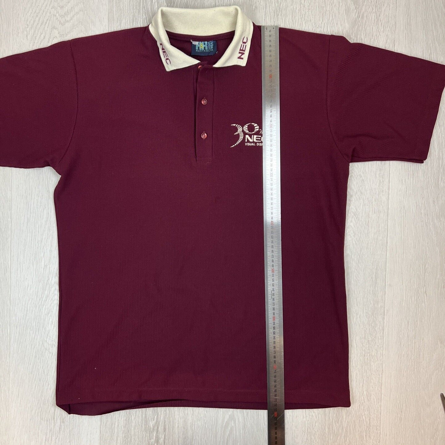 Vintage Mens NEC Visual Display 30 Years Maroon Polo Shirt Size XL approx