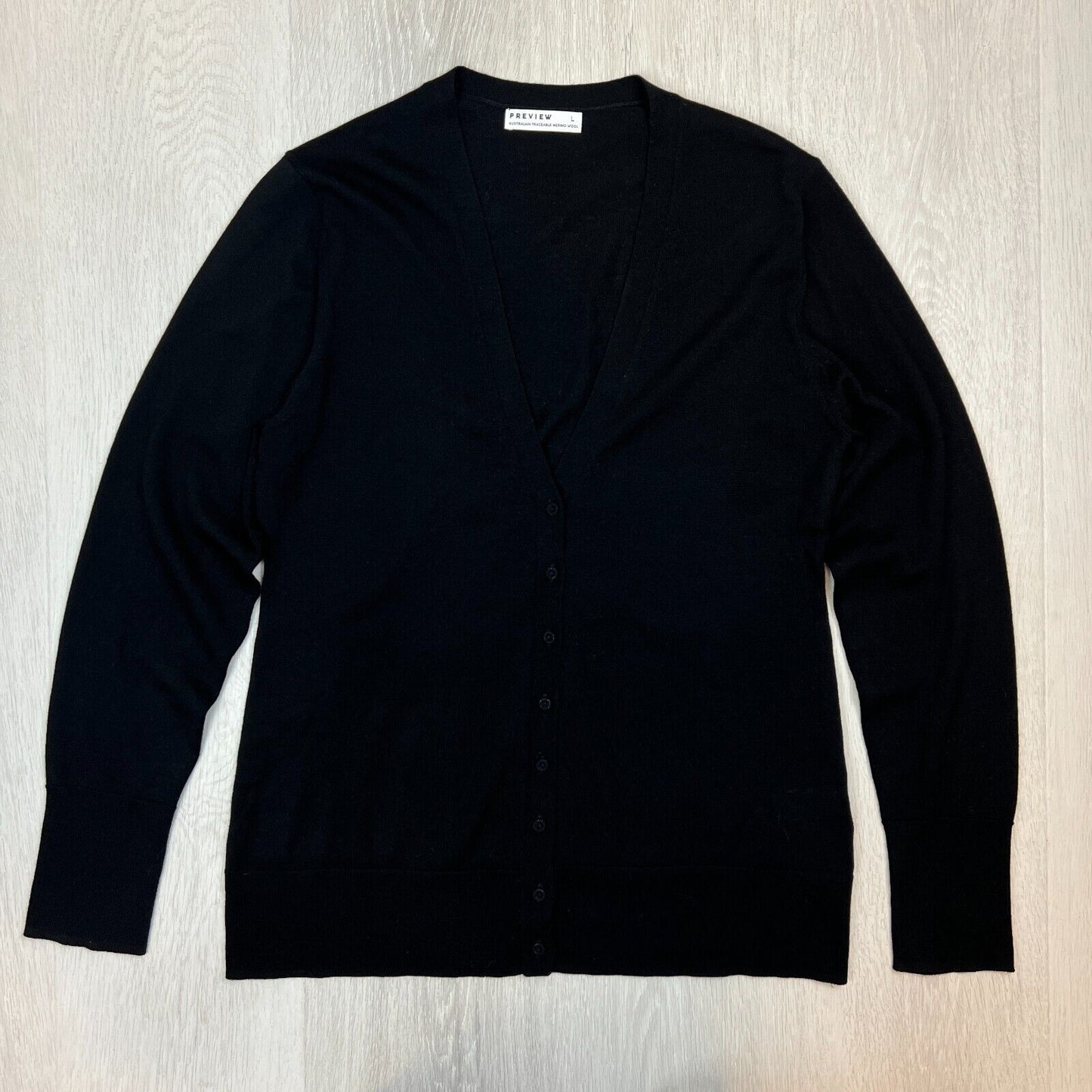 Preview Womens Black Australian Merino Wool Cardigan Size Large