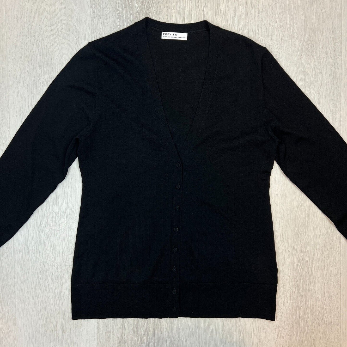 Preview Womens Black Australian Merino Wool Cardigan Size Large