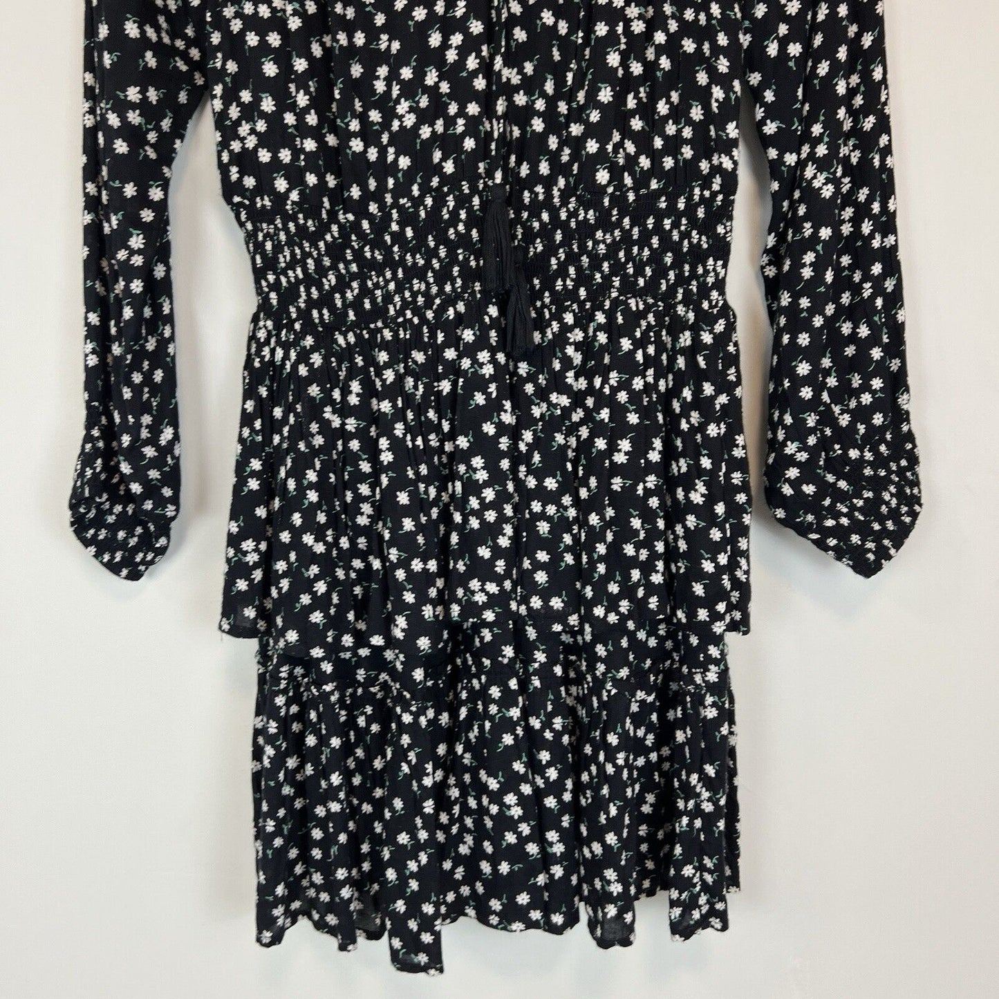 Patrons of Peace Womens Black Gypsy Floral Boho Dress size Medium Black