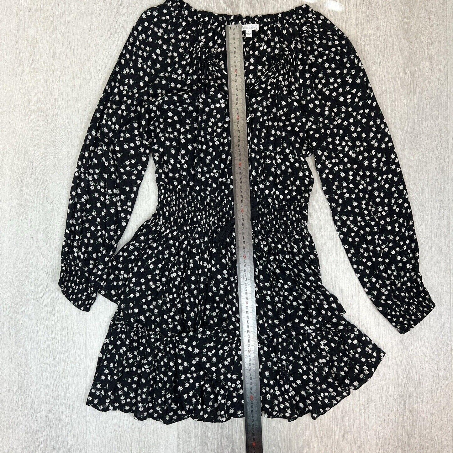 Patrons of Peace Womens Black Gypsy Floral Boho Dress size Medium Black