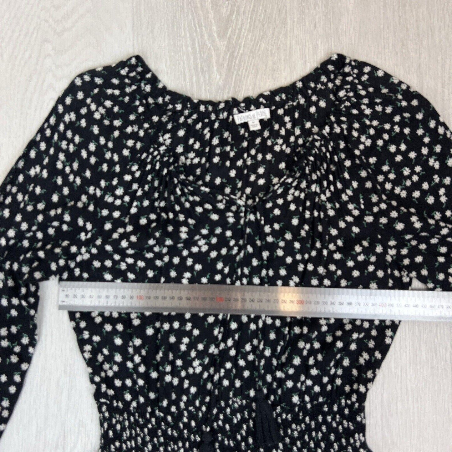 Patrons of Peace Womens Black Gypsy Floral Boho Dress size Medium Black