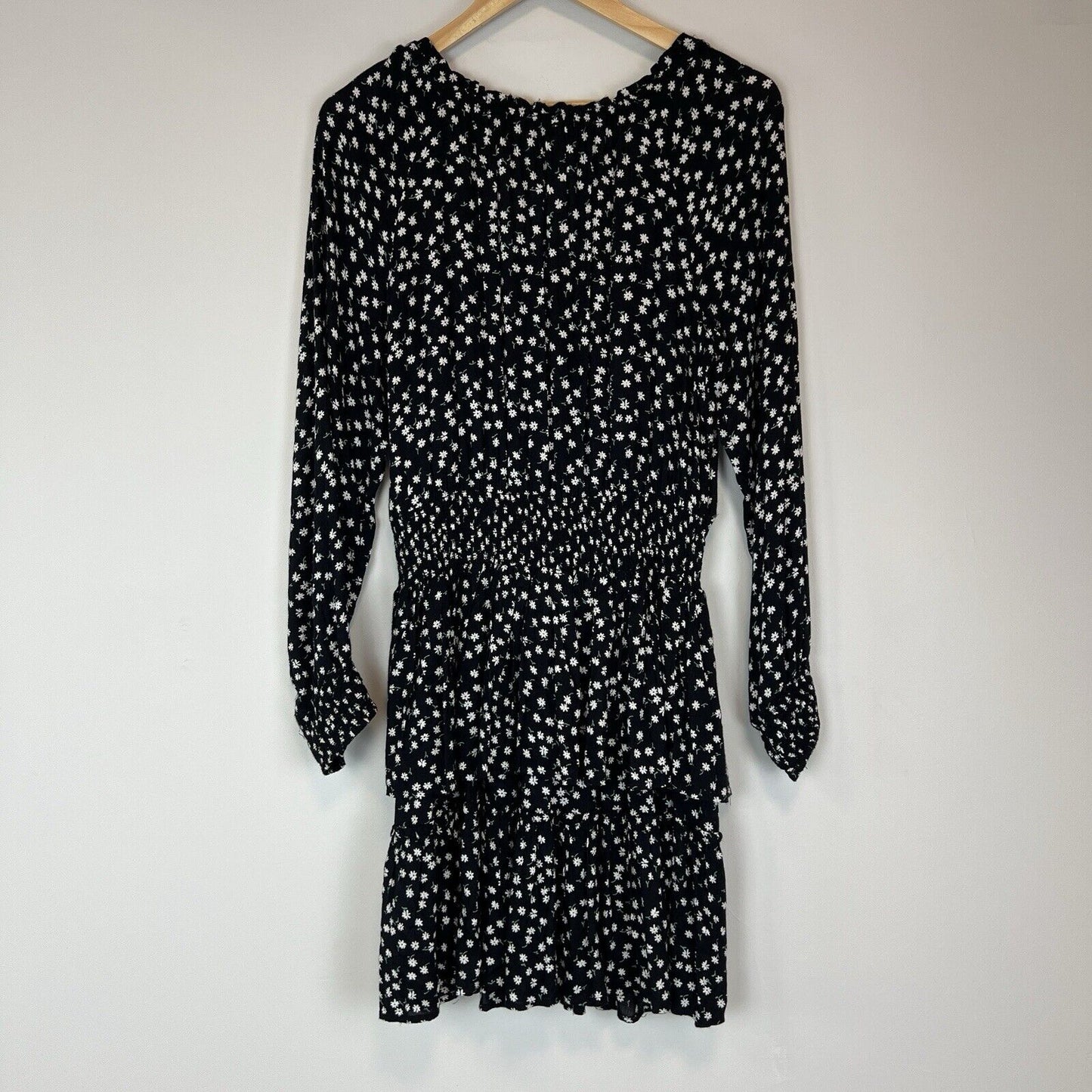 Patrons of Peace Womens Black Gypsy Floral Boho Dress size Medium Black