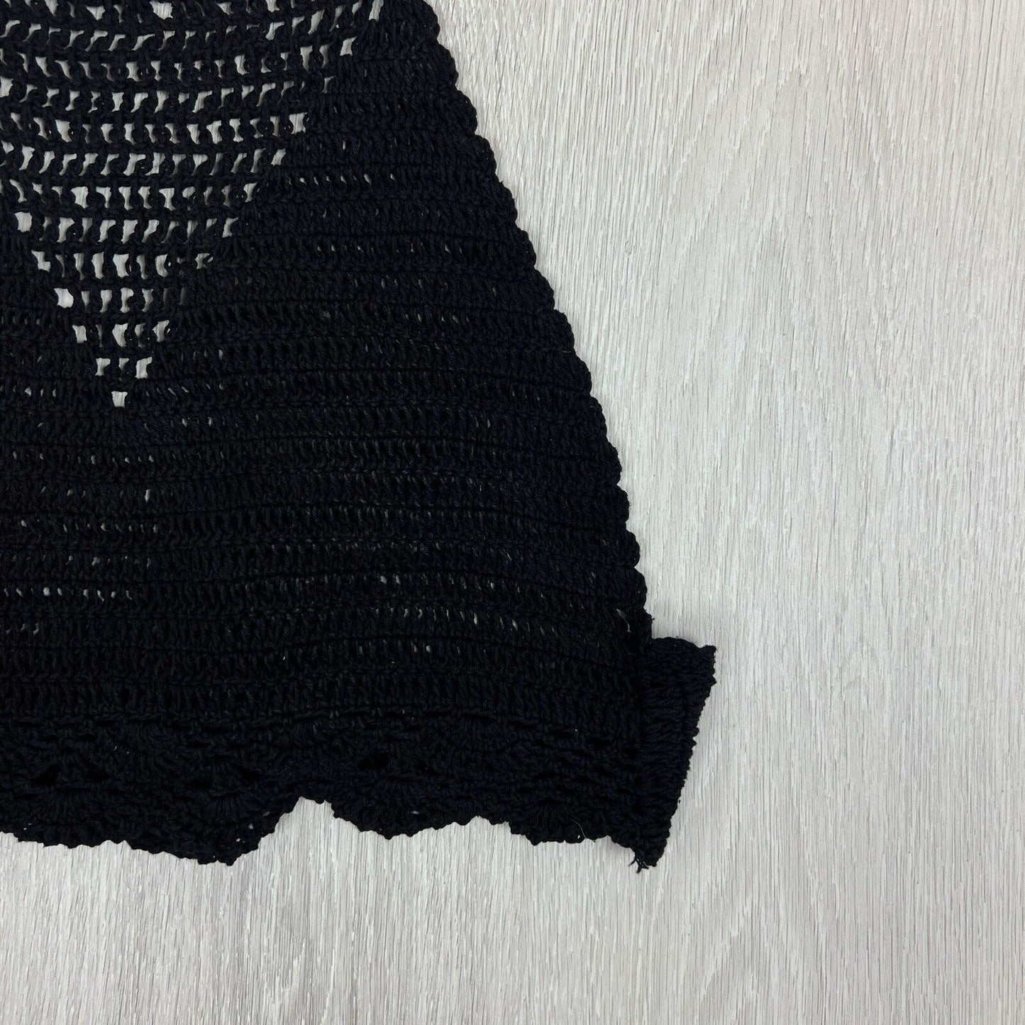 Womens Black Crochet Cropped Halter Neck Tank Top One Size