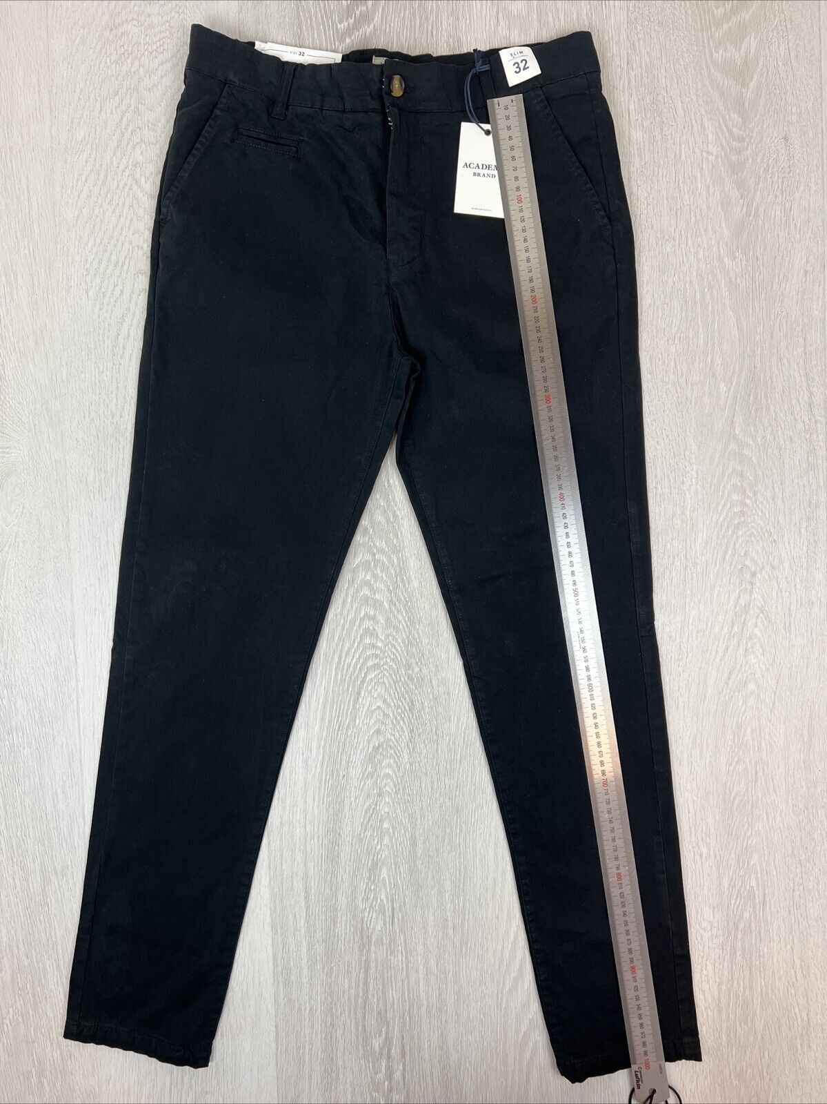 Academy Brand Mens Black Slim Chinos Cooper Fit Size 32 (New)