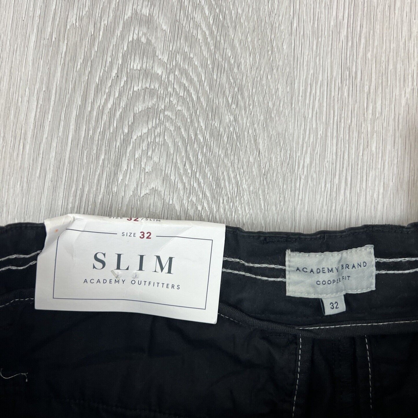 Academy Brand Mens Black Slim Chinos Cooper Fit Size 32 (New)