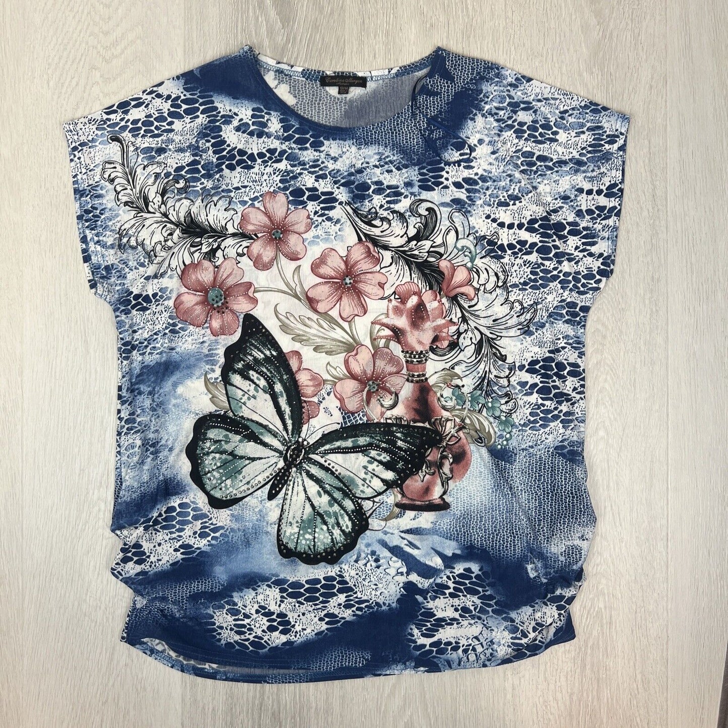 Caroline Morgan Womens Jewelled Butterfly Top Size 12-14