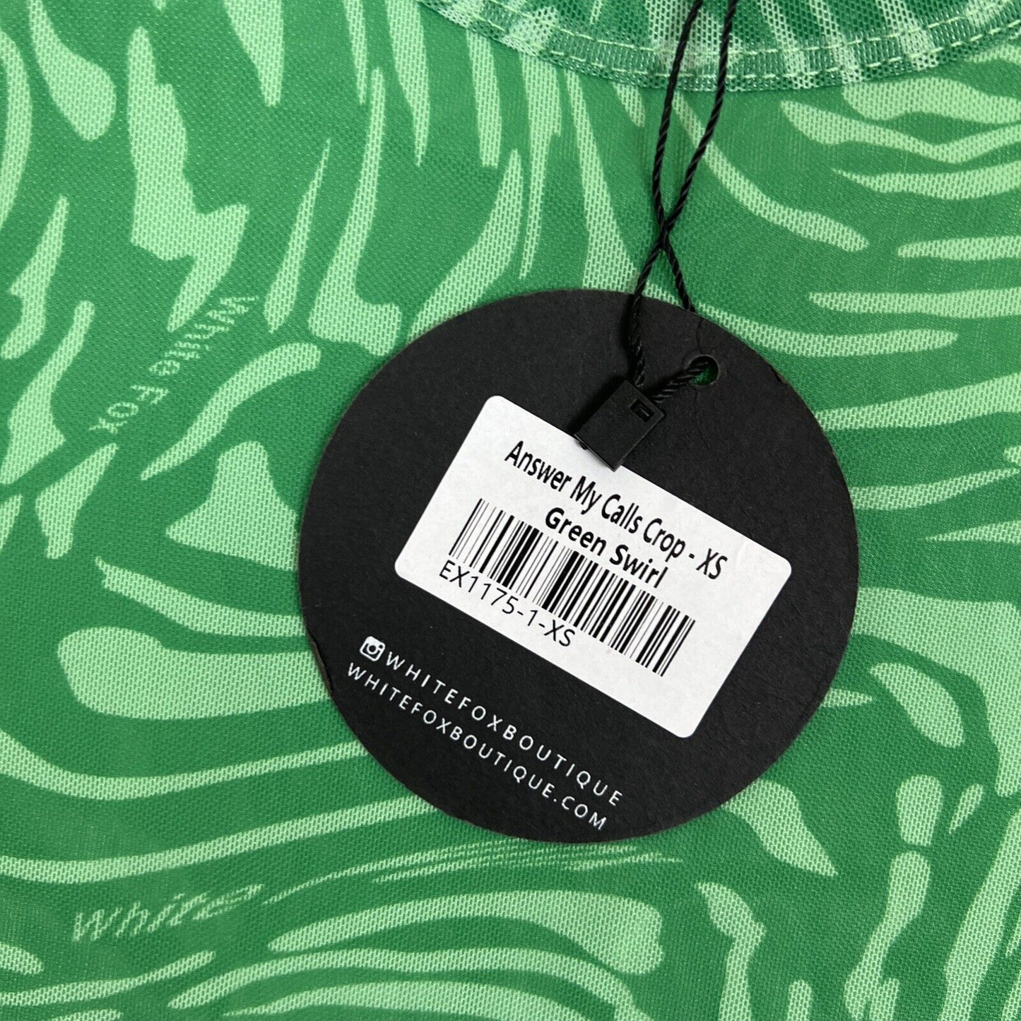 White Fox Womens Answer My Calls Green Swirl Crop Top Size XS (New)