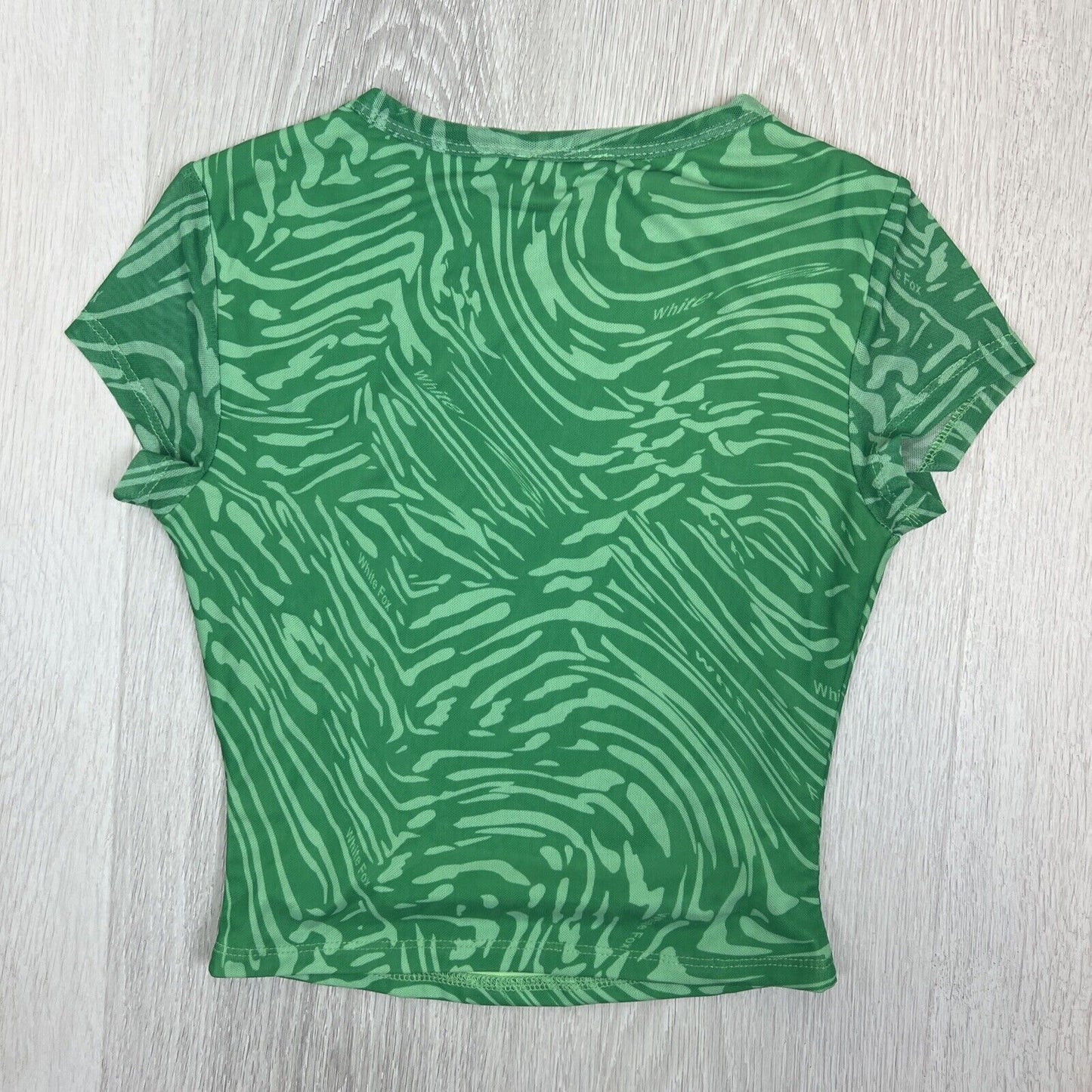 White Fox Womens Answer My Calls Green Swirl Crop Top Size XS (New)
