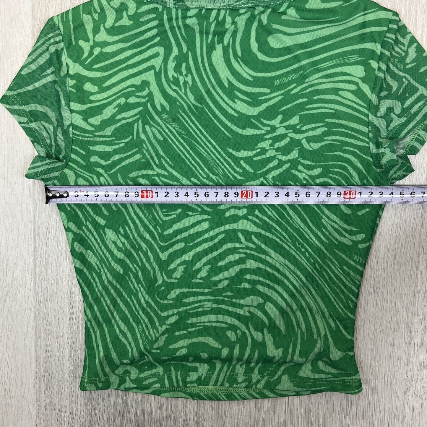 White Fox Womens Answer My Calls Green Swirl Crop Top Size XS (New)