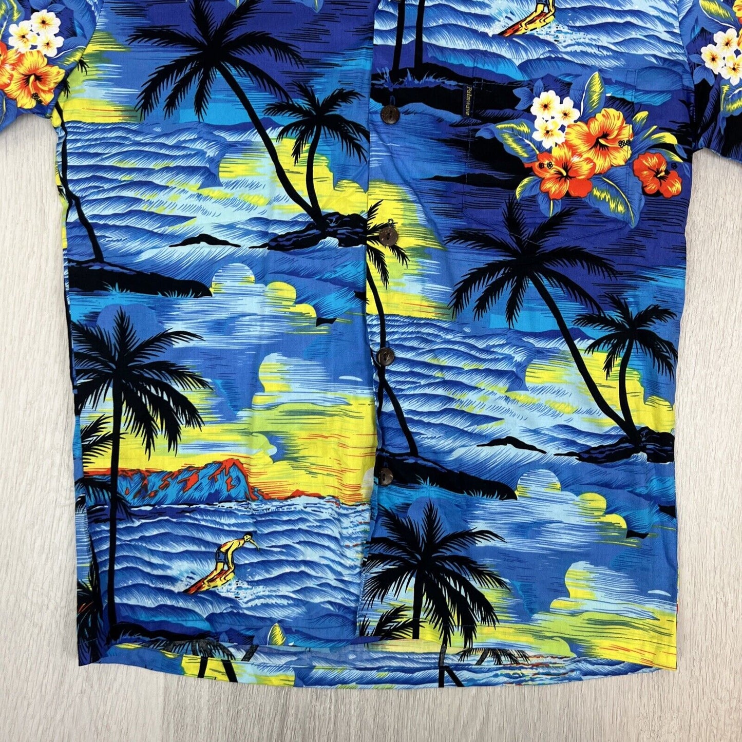 PalmWave Hawaii Mens Blue Short Sleeve Button Up Shirt Size Small (new)