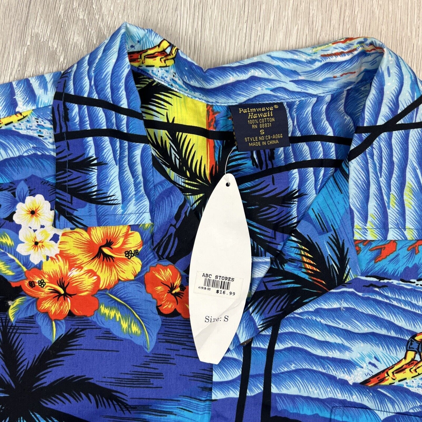 PalmWave Hawaii Mens Blue Short Sleeve Button Up Shirt Size Small (new)
