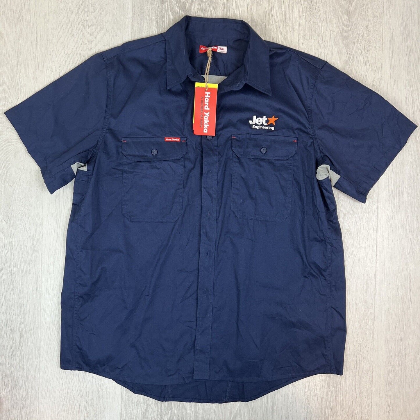 Hard Yakka Mens Short Sleeve Vented Button Up Shirt Size 2XL Jetstar Engineering