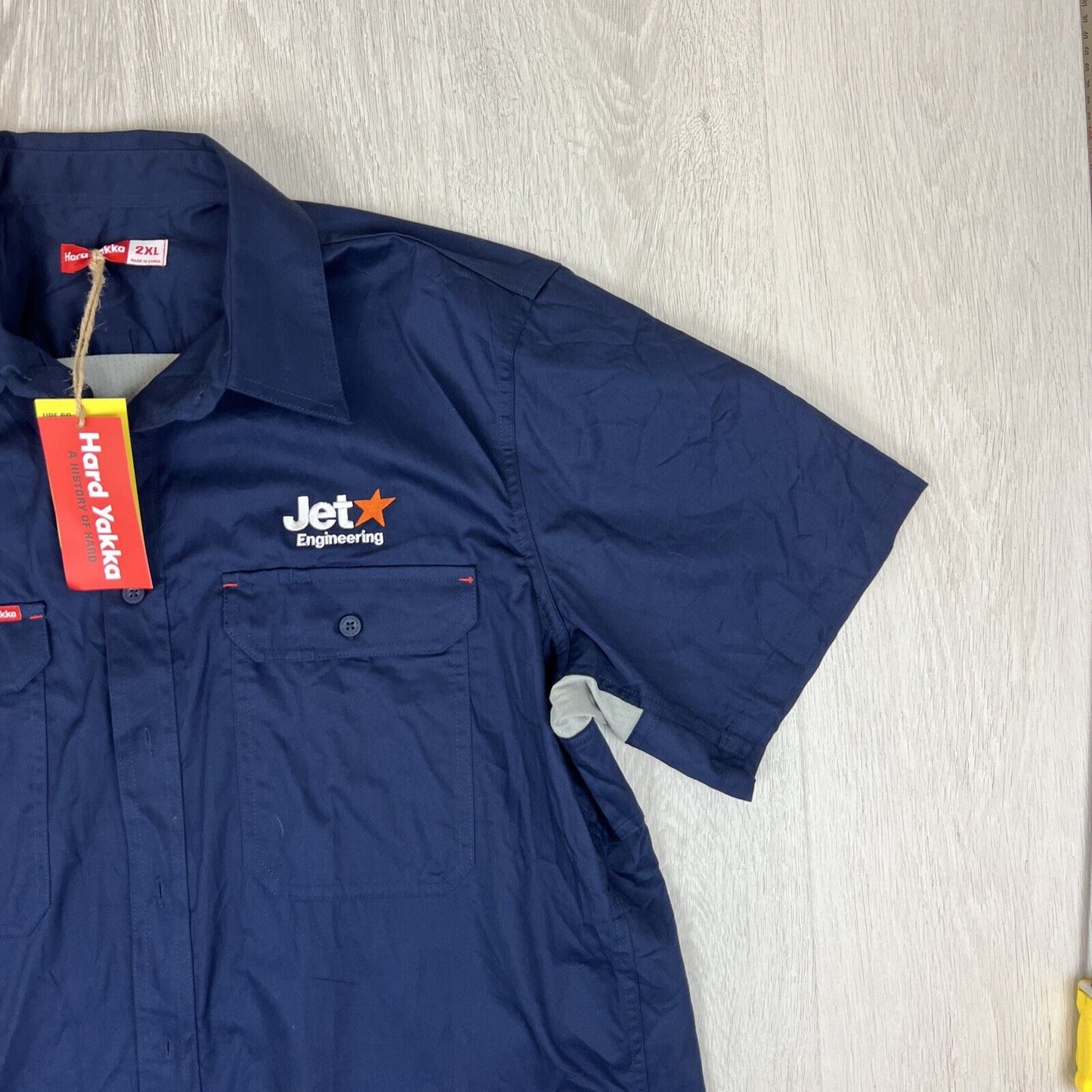 Hard Yakka Mens Short Sleeve Vented Button Up Shirt Size 2XL Jetstar Engineering