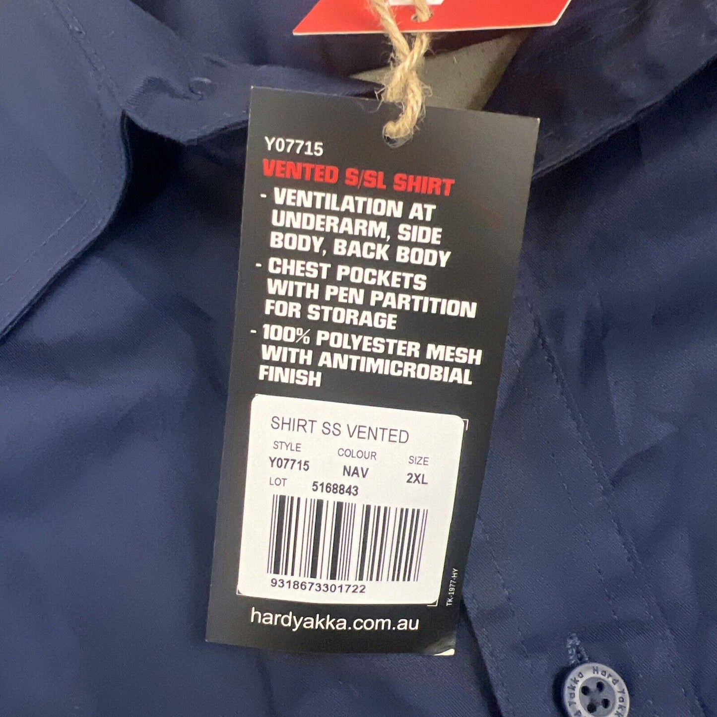 Hard Yakka Mens Short Sleeve Vented Button Up Shirt Size 2XL Jetstar Engineering