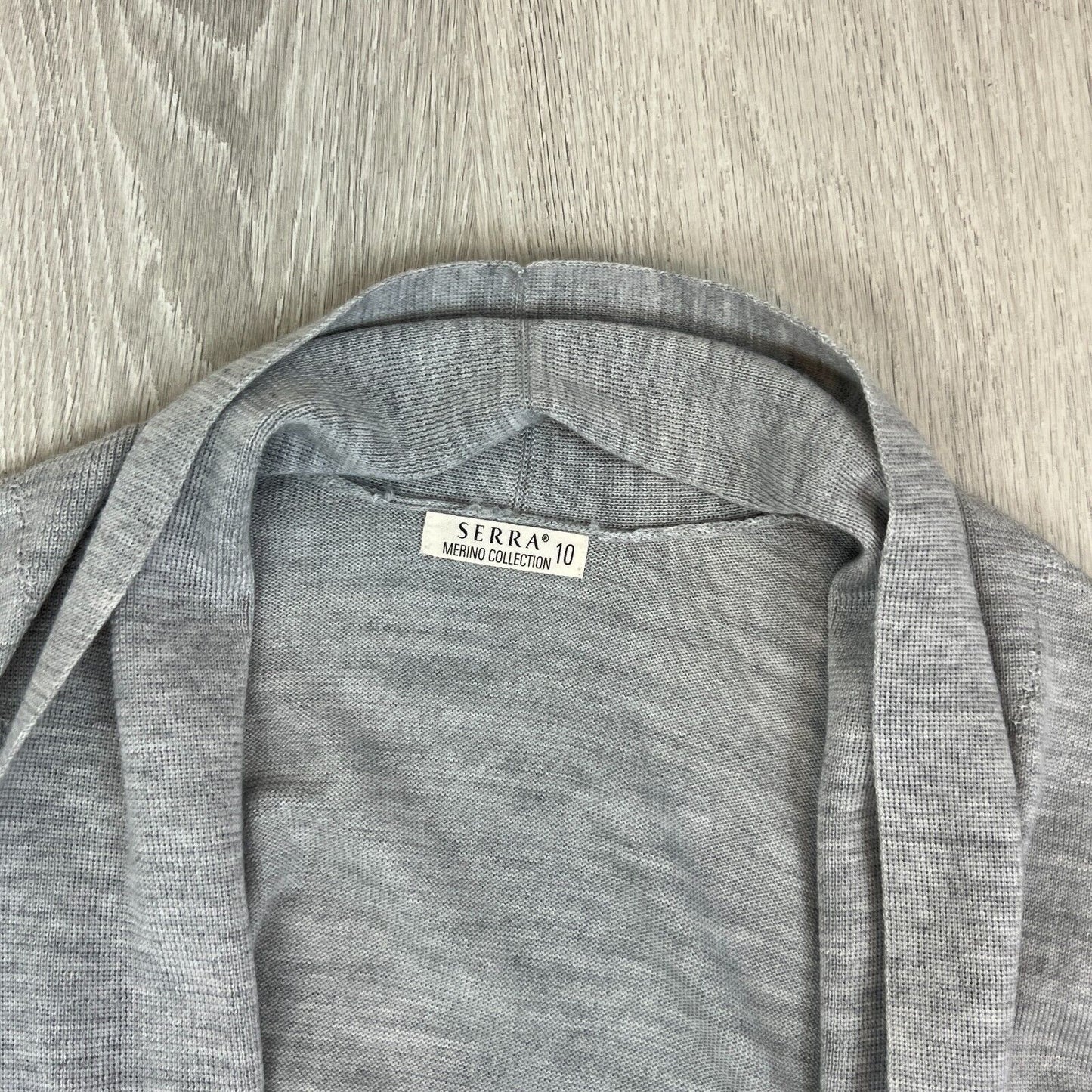 Serra Merino Collection Womens Grey Open Long Cardigan Size 10