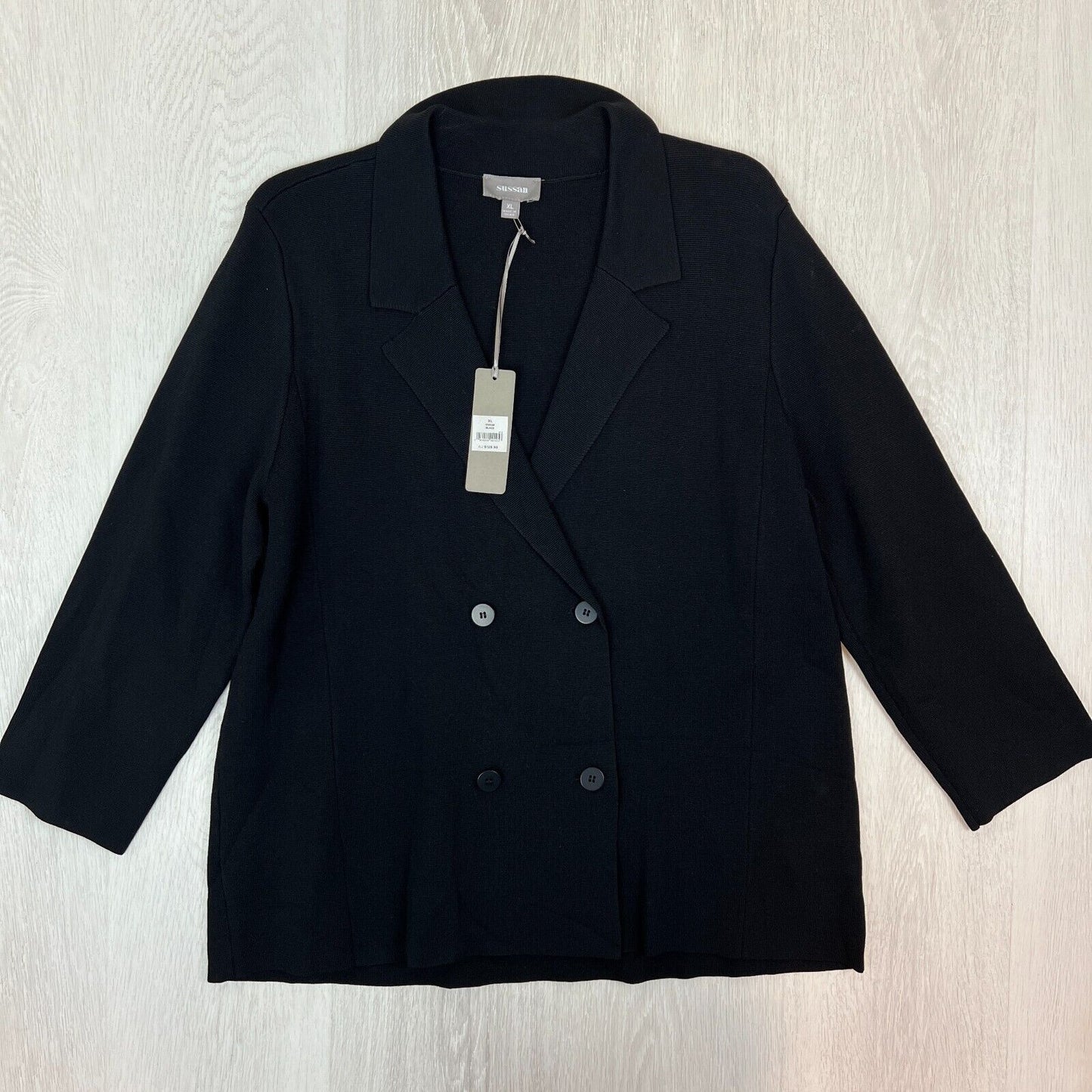 Sussan Womens Black Double Breasted Blazer Jacket Size XL (New)