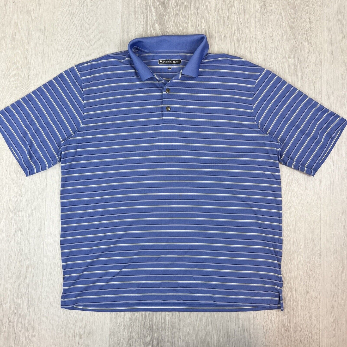 Pebble Beach Mens Blue Striped Golf Polo Shirt Size XL