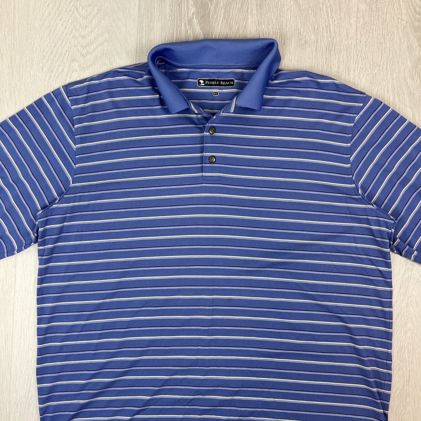 Pebble Beach Mens Blue Striped Golf Polo Shirt Size XL