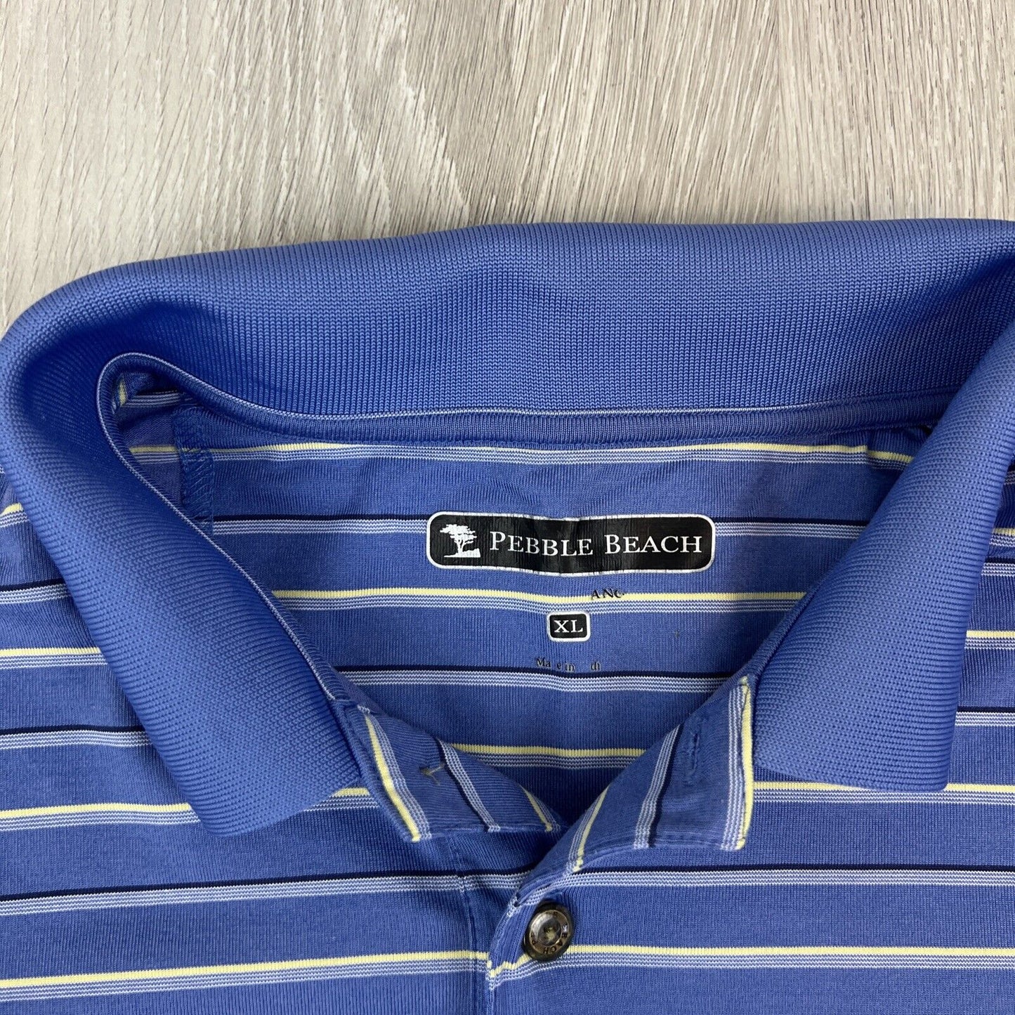 Pebble Beach Mens Blue Striped Golf Polo Shirt Size XL