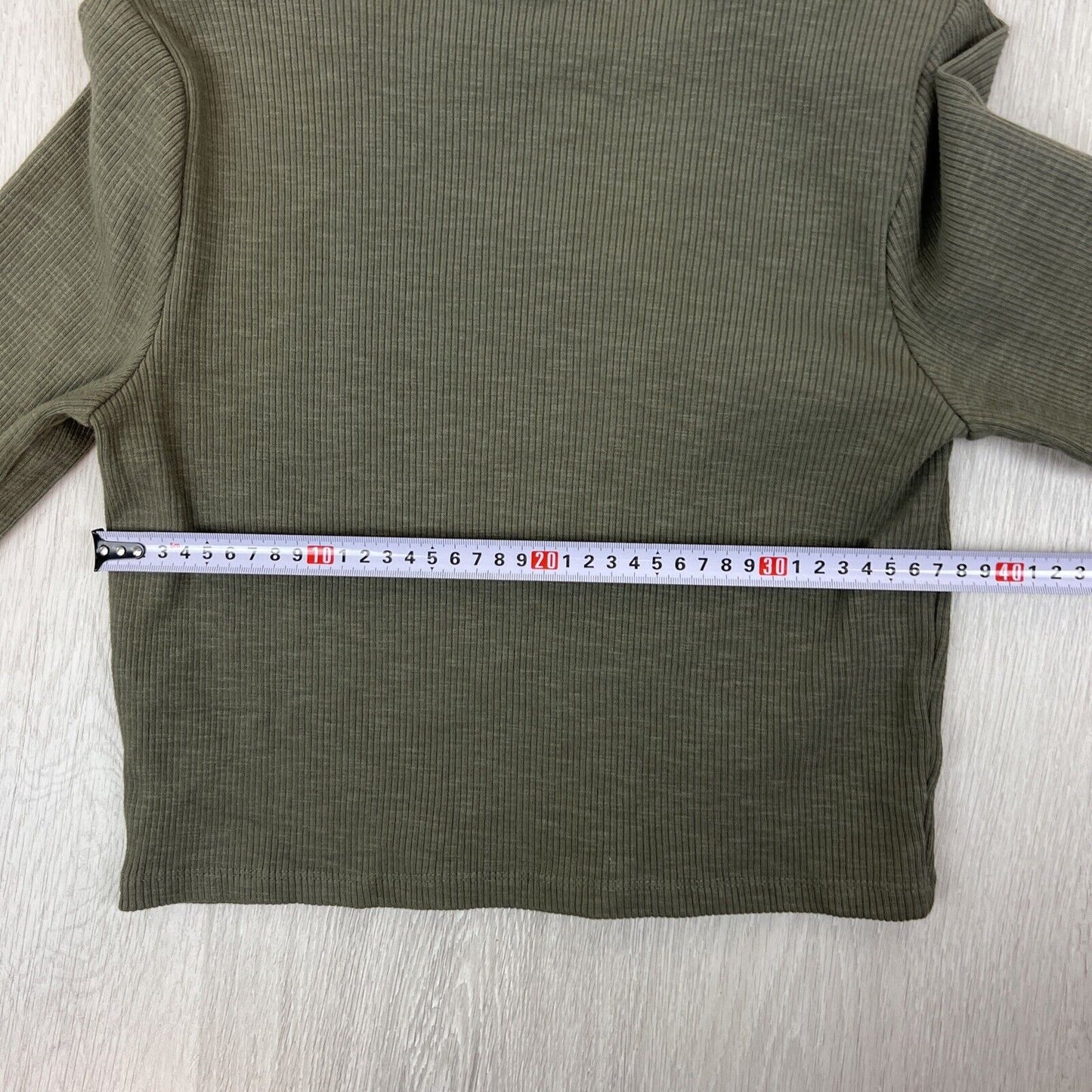 Seed Heritage Womens Green Long Sleeve Ribbed Stretch Top Size Small