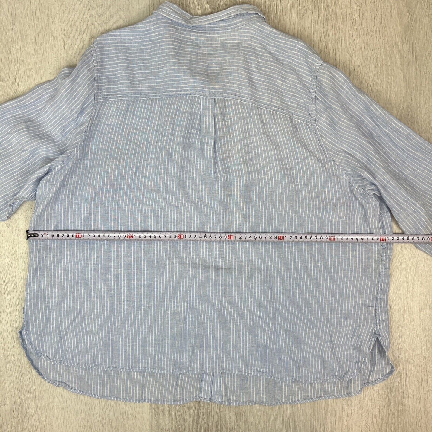 M&S Curve Womens 100% Linen Blue Button Up Shirt Size 26 UK (New)