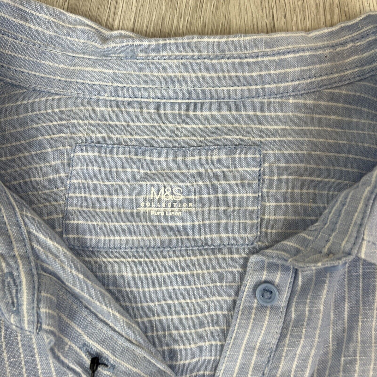 M&S Curve Womens 100% Linen Blue Button Up Shirt Size 26 UK (New)