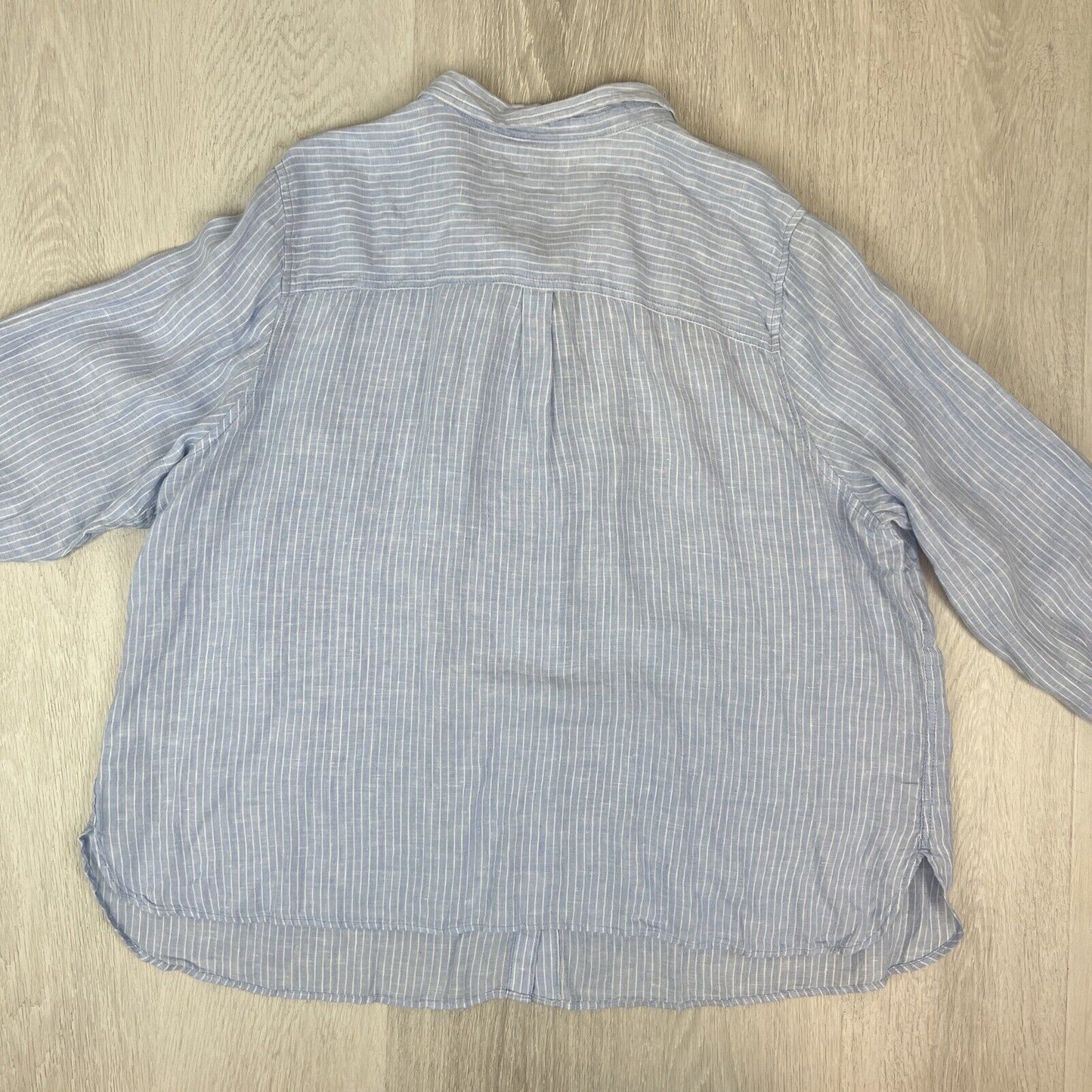 M&S Curve Womens 100% Linen Blue Button Up Shirt Size 26 UK (New)