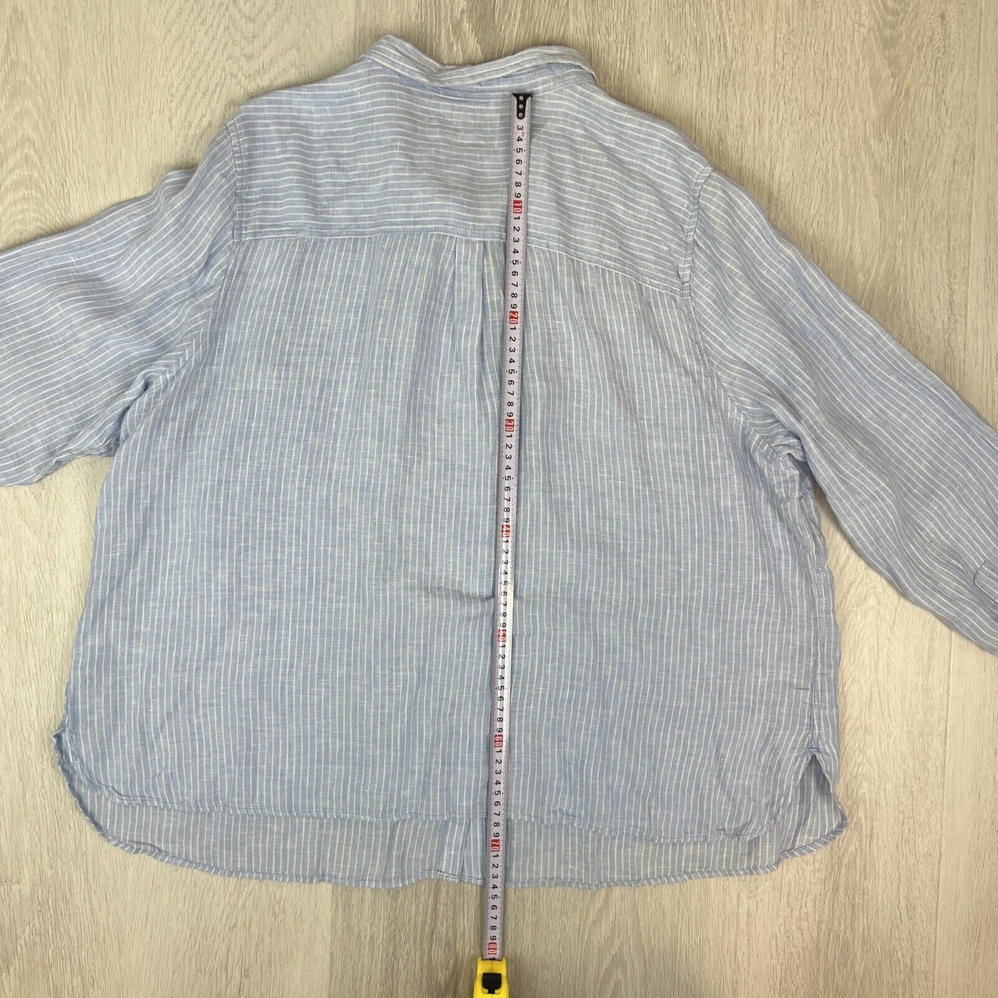 M&S Curve Womens 100% Linen Blue Button Up Shirt Size 26 UK (New)