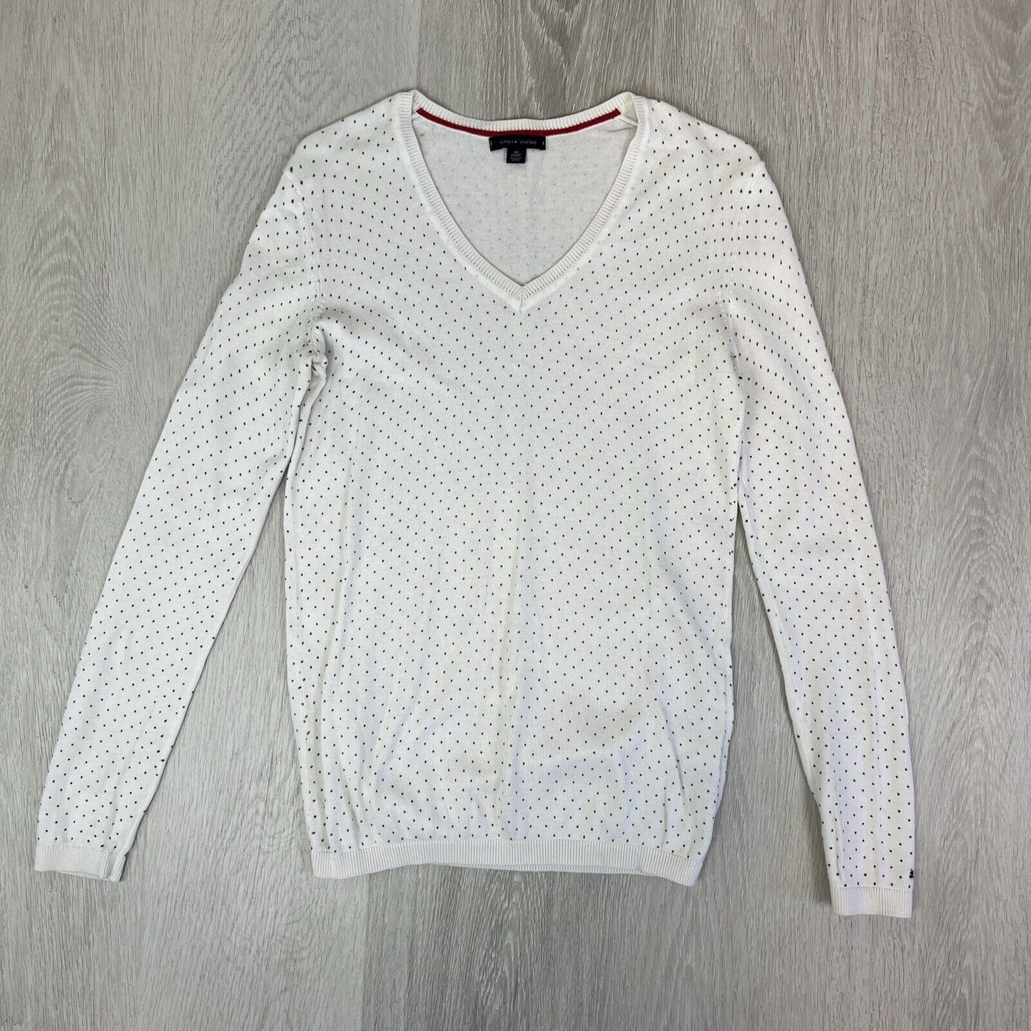 Tommy Hilfiger Womens White Pullover Knitted Sweater Jumper Size XS