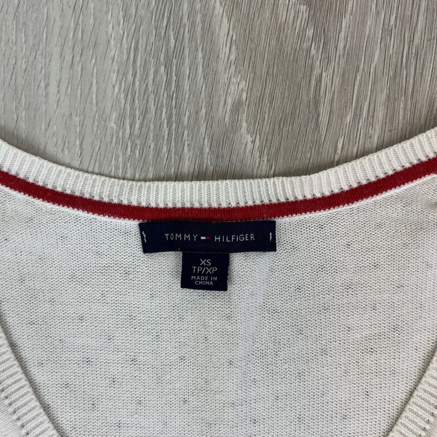 Tommy Hilfiger Womens White Pullover Knitted Sweater Jumper Size XS